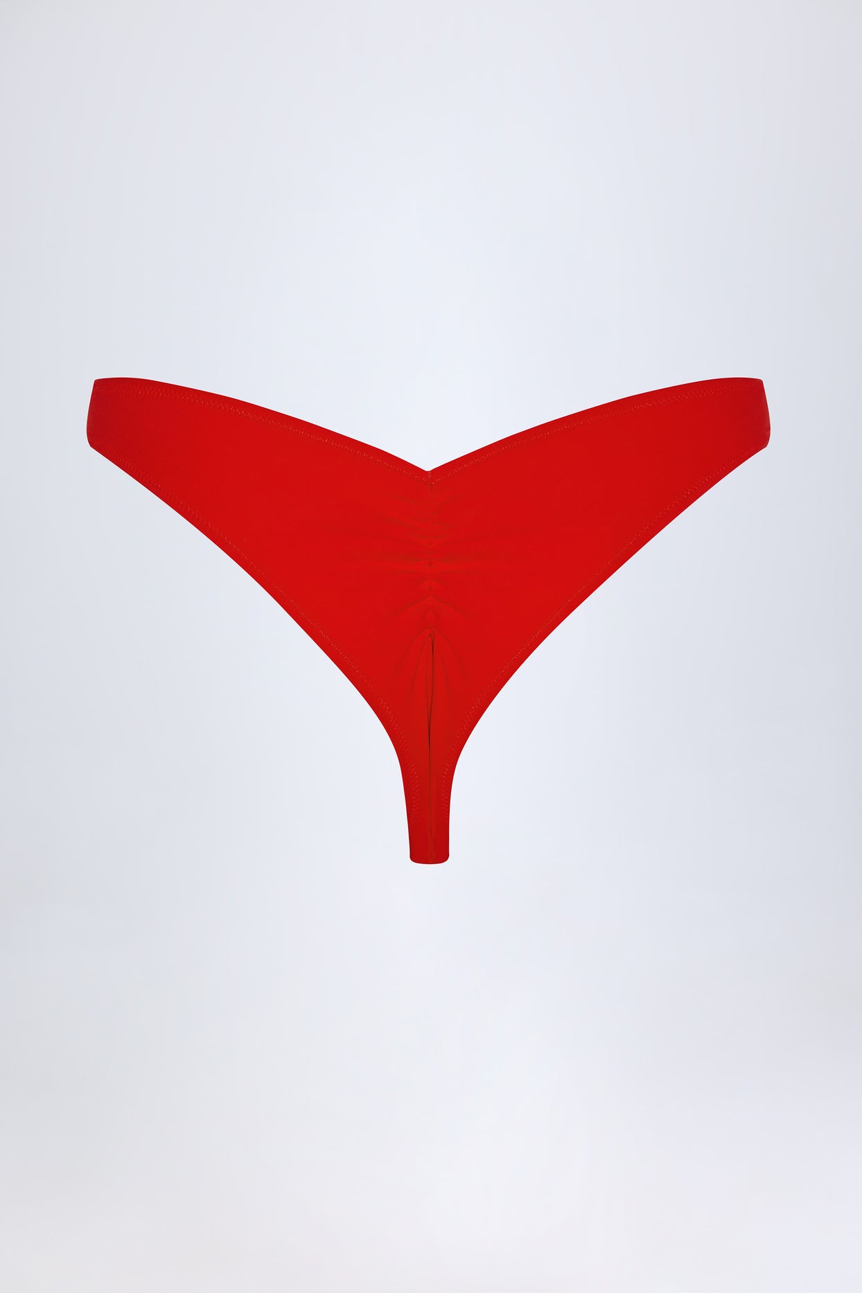 Ruched Cheeky Bikini Bottoms in Fiery Red - 4