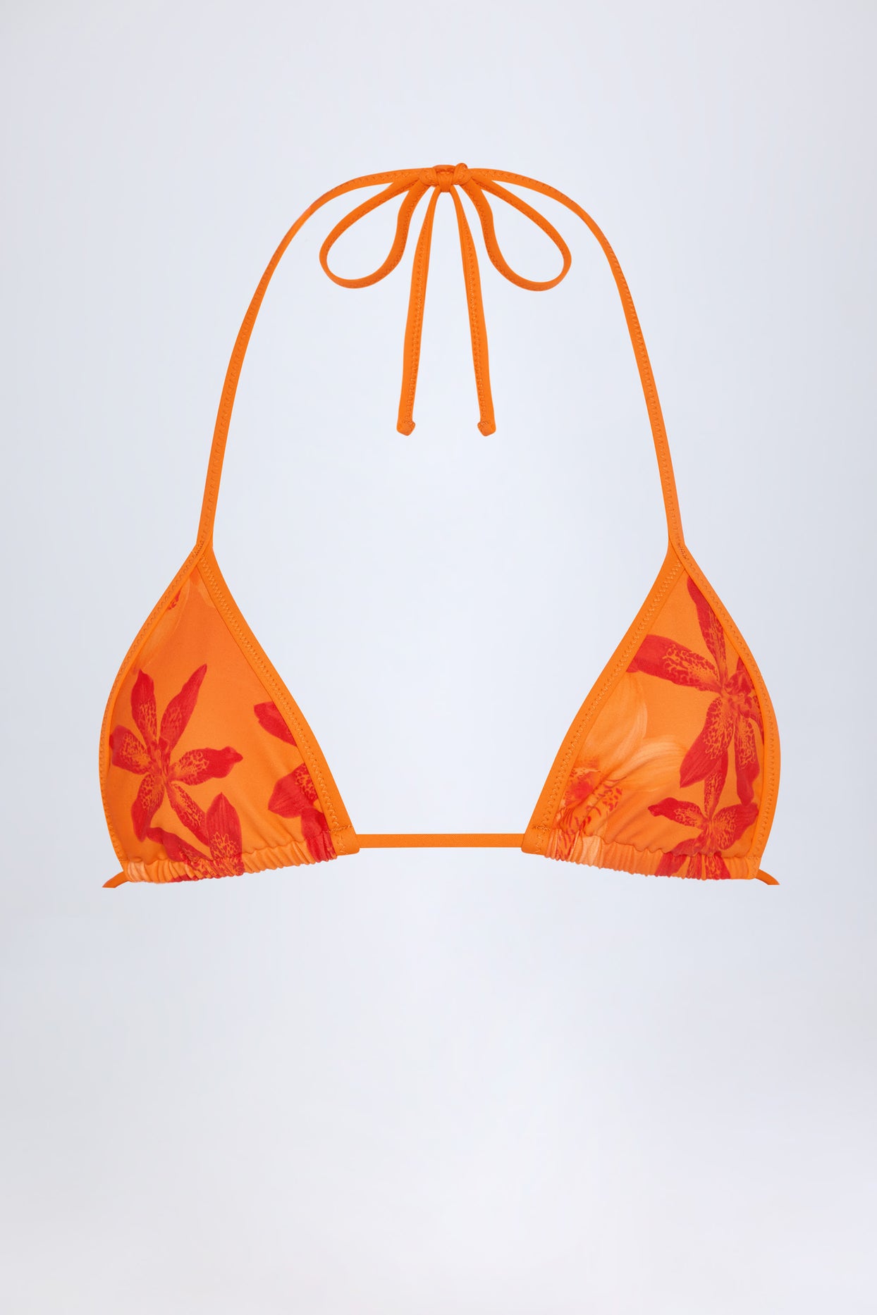 Triangle Bikini Top in Orange Orchid Print - 3