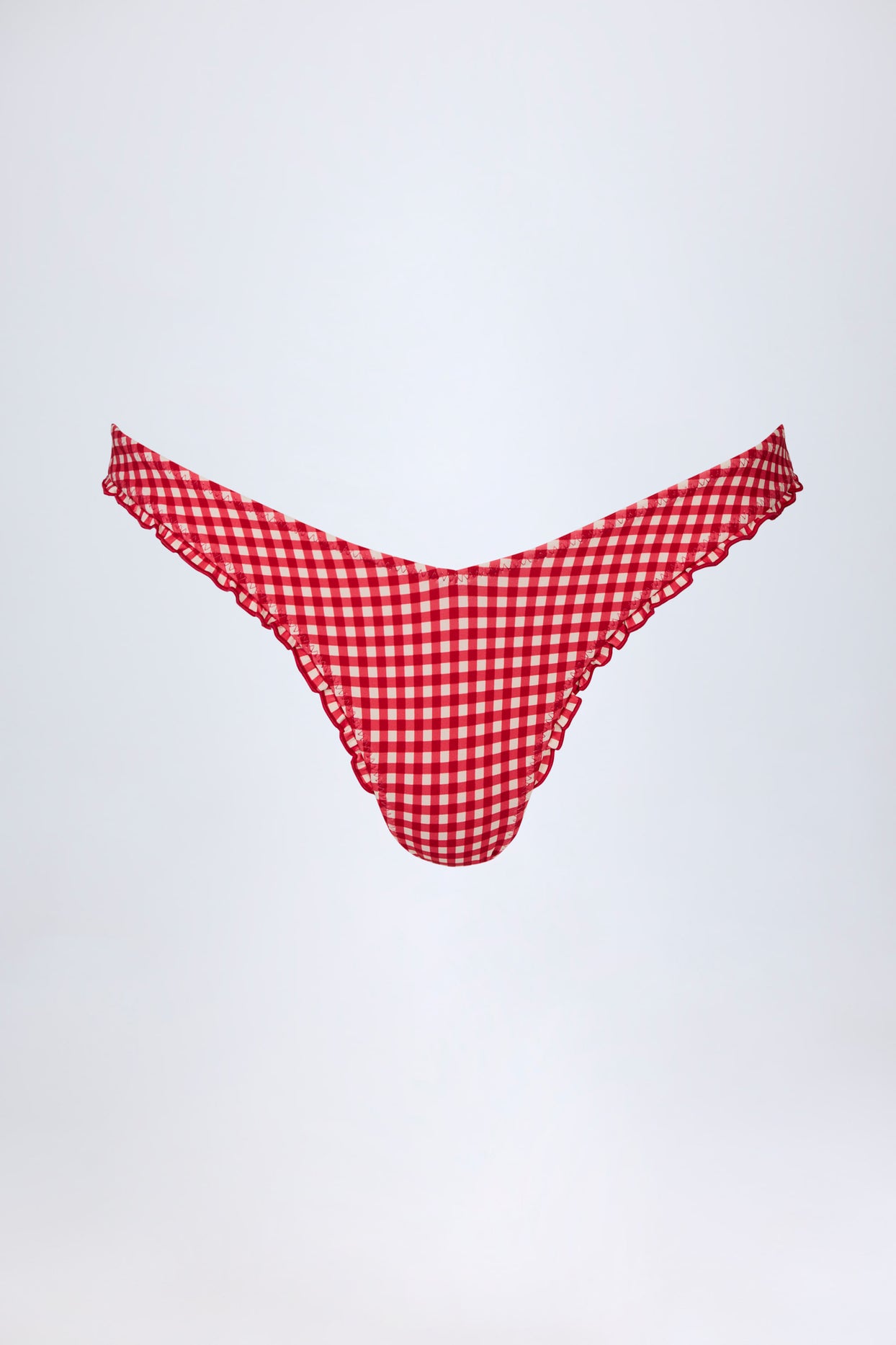 Ruffled Cheeky Bikini Bottoms in Red Gingham - 3