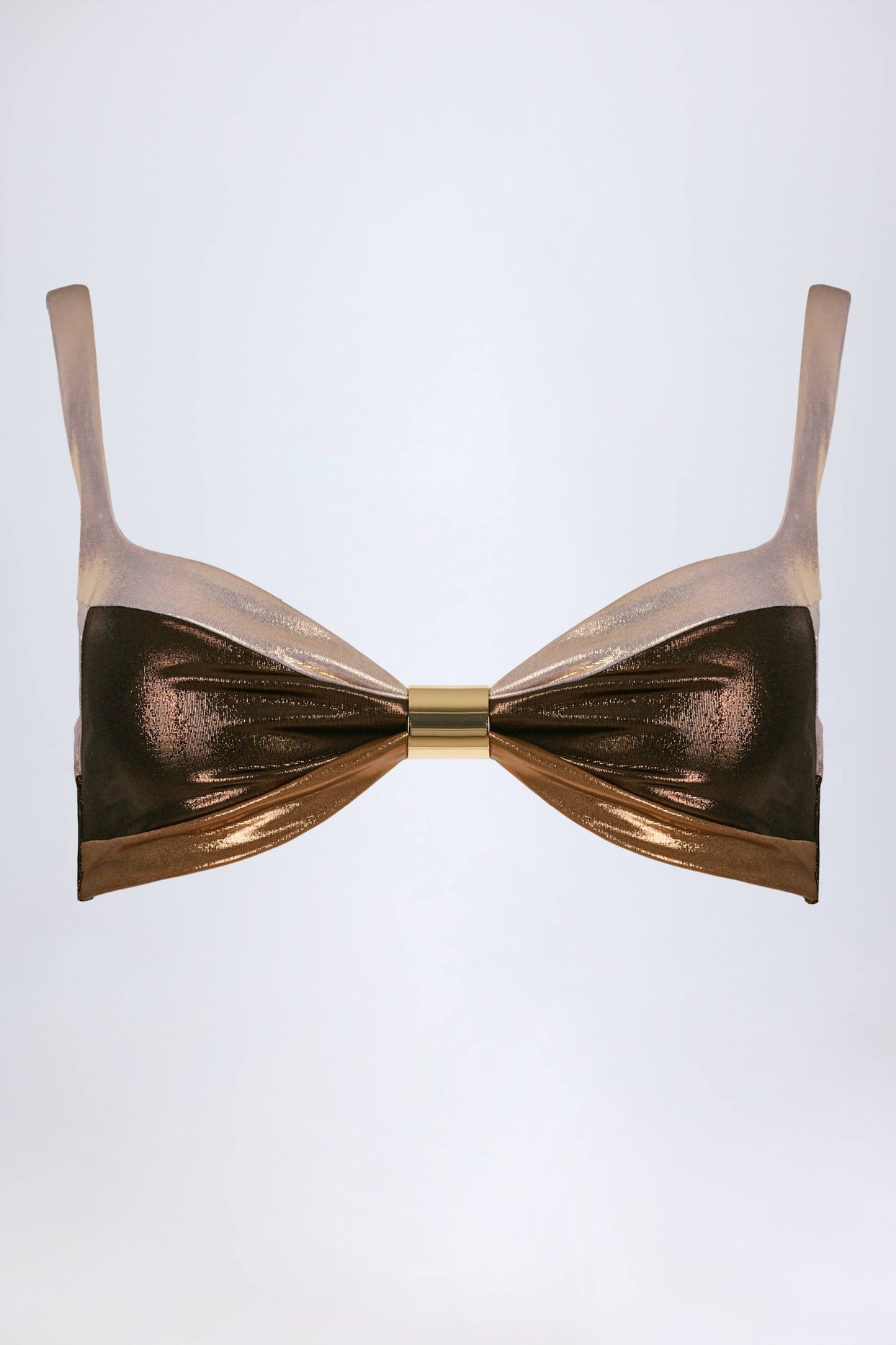 Ruched Bikini Top in Bronze Gold - 4