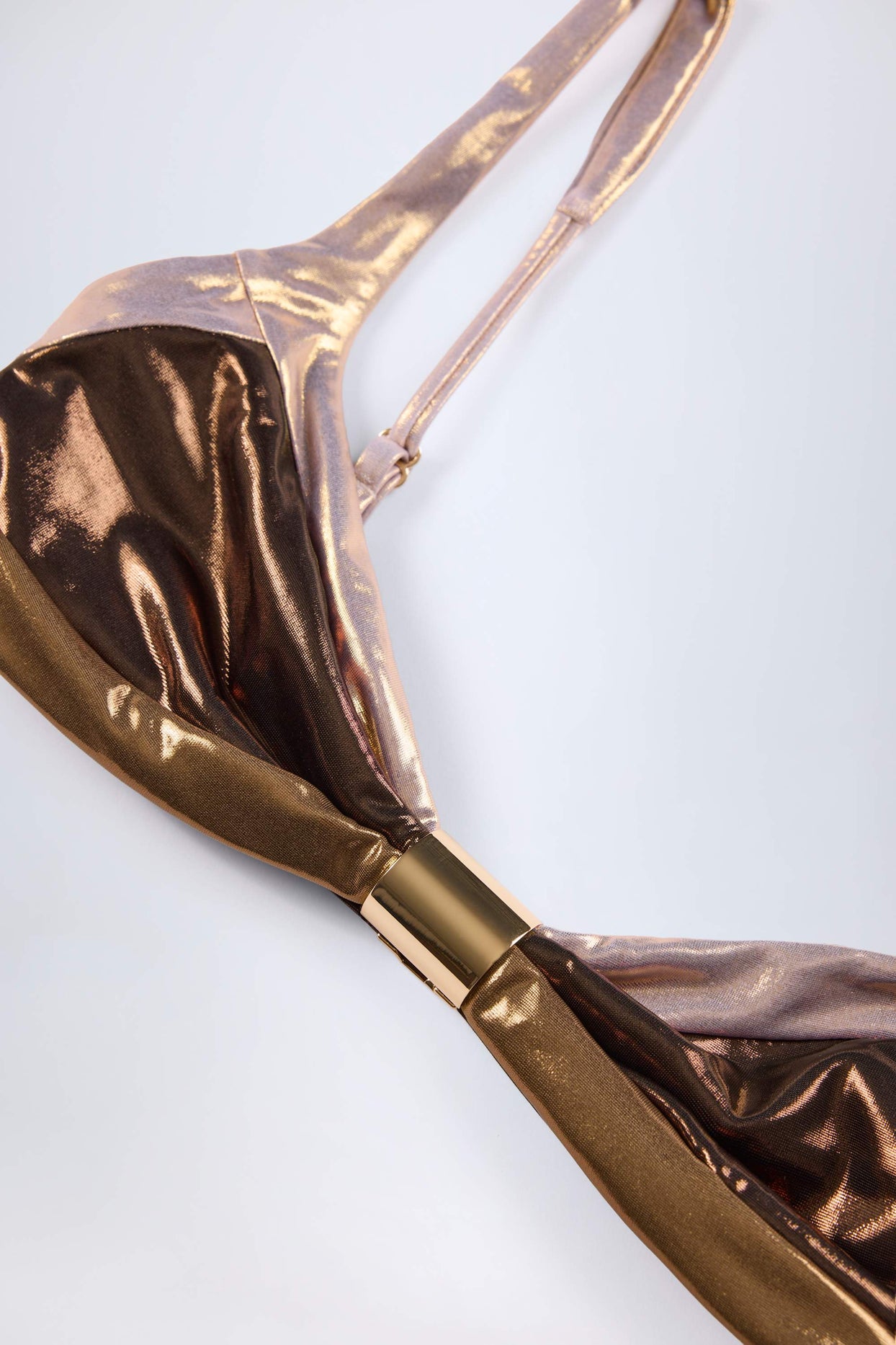 Ruched Bikini Top in Bronze Gold - 6