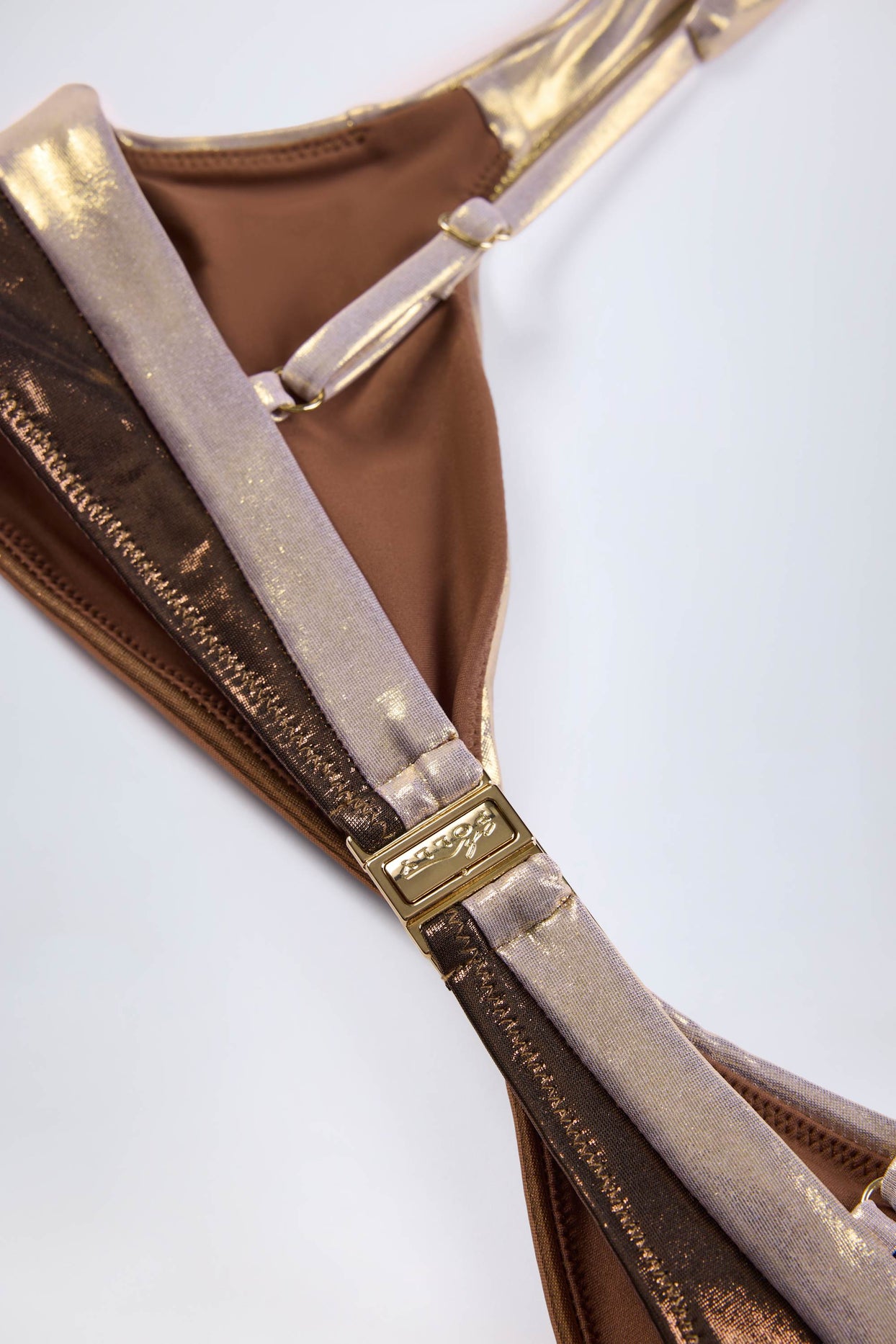 Ruched Bikini Top in Bronze Gold - 7