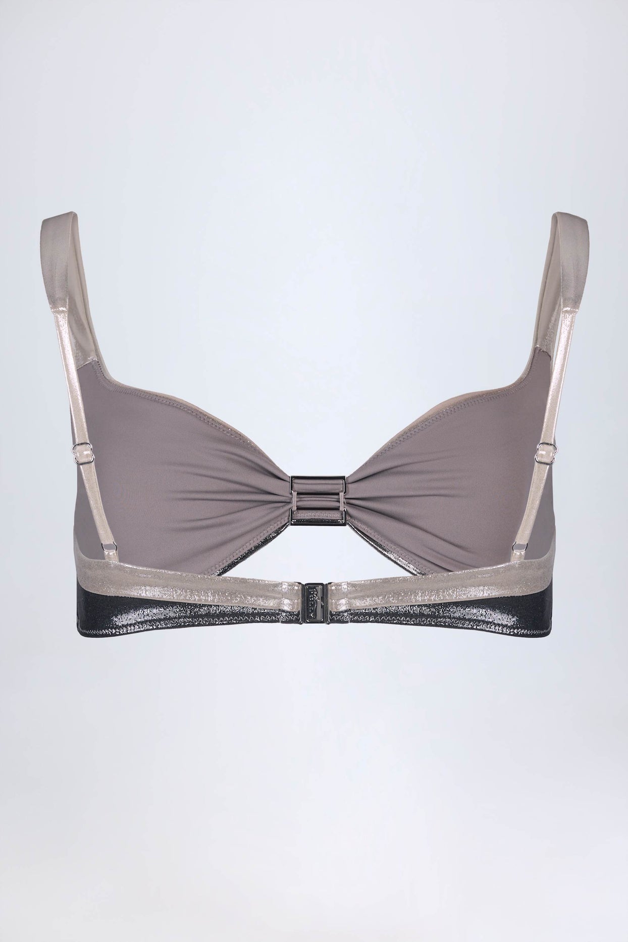 Ruched Bikini Top in Silver Chrome - 5