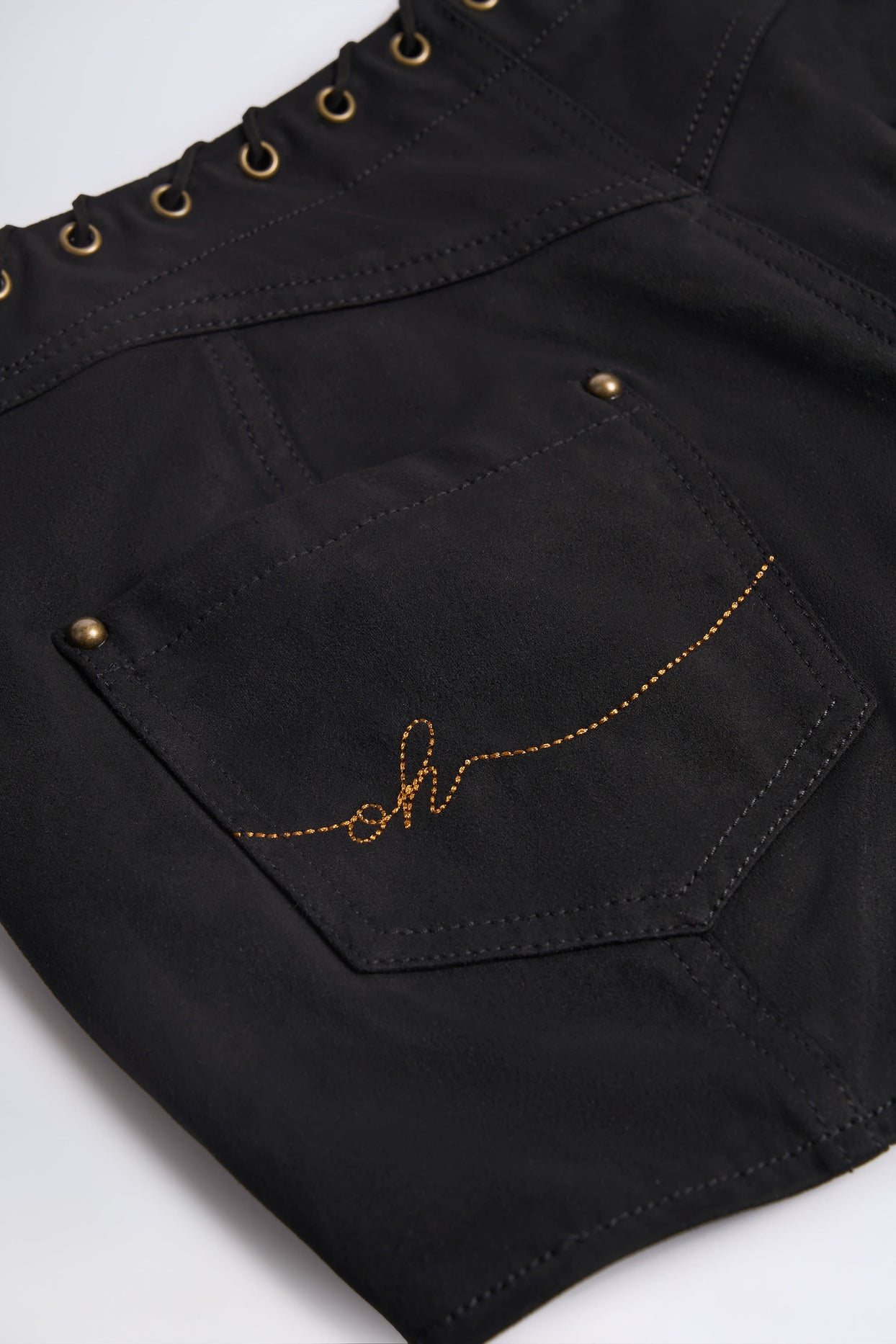 Lace-Up Mid-Rise Shorts in Black - 3