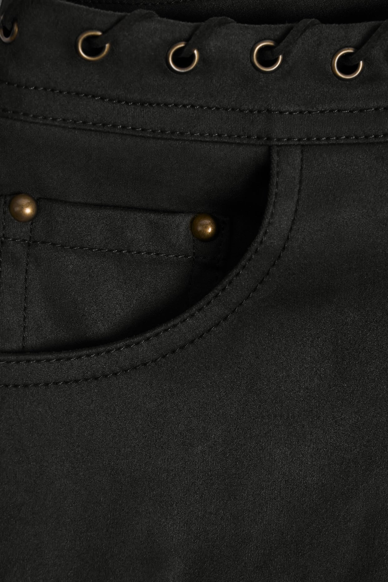 Lace-Up Mid-Rise Shorts in Black - 4