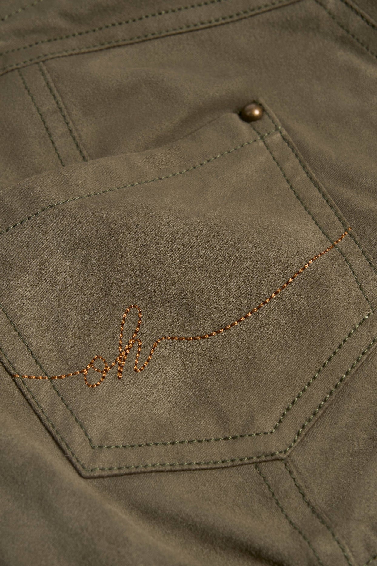 Lace-Up Mid-Rise Shorts in Dark Khaki - 3