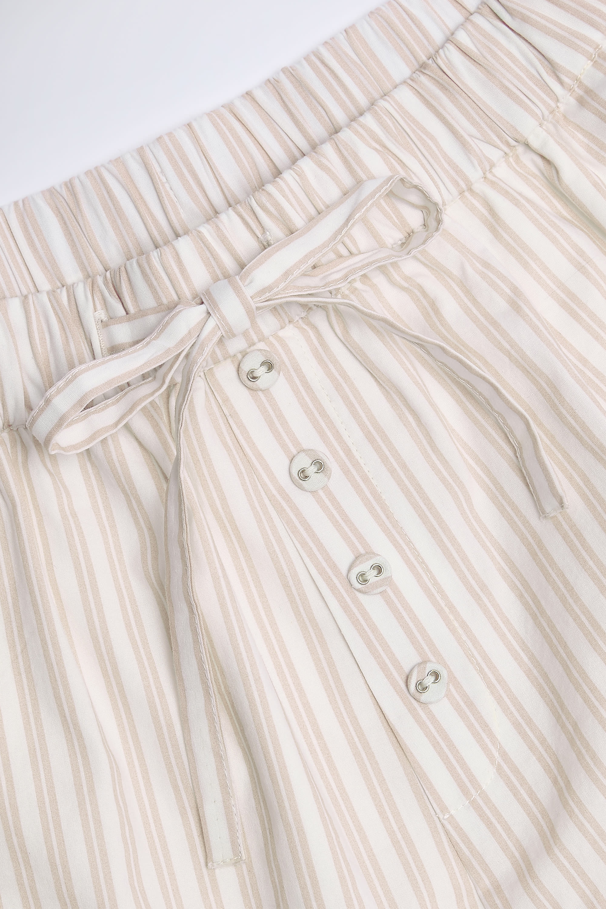 Wide-Leg Cotton-Poplin Trousers in Taupe Stripe