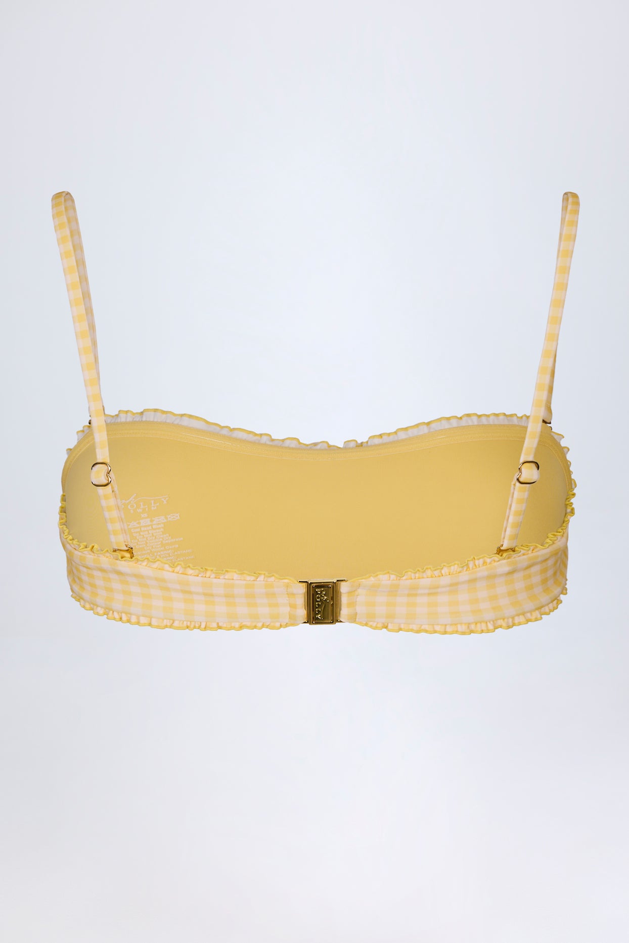 Ruffled Bandeau Bikini Top in Yellow Gingham - 4