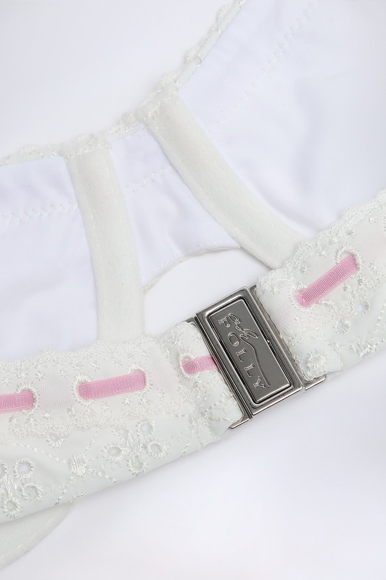 Broderie Anglaise Underwired Balconette Bikini Top in White - 5