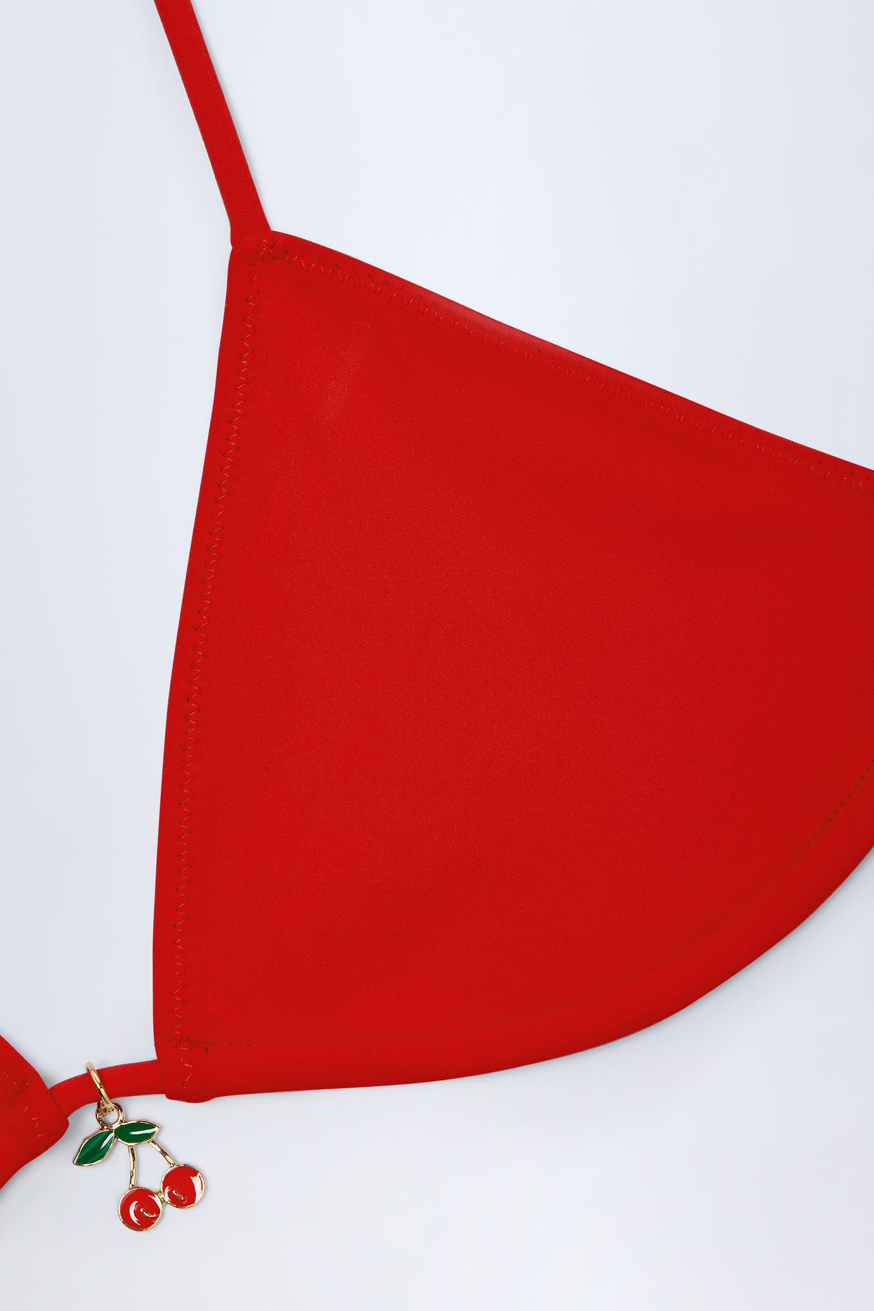 Charm-Detail Triangle Bikini Top in Fiery Red - 5