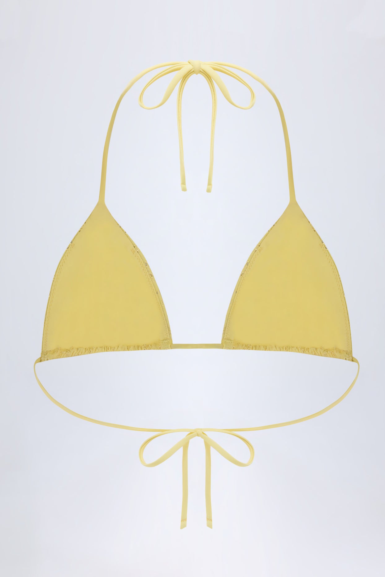 Broderie Anglaise Triangle Bikini Top in Lemon Yellow - 3