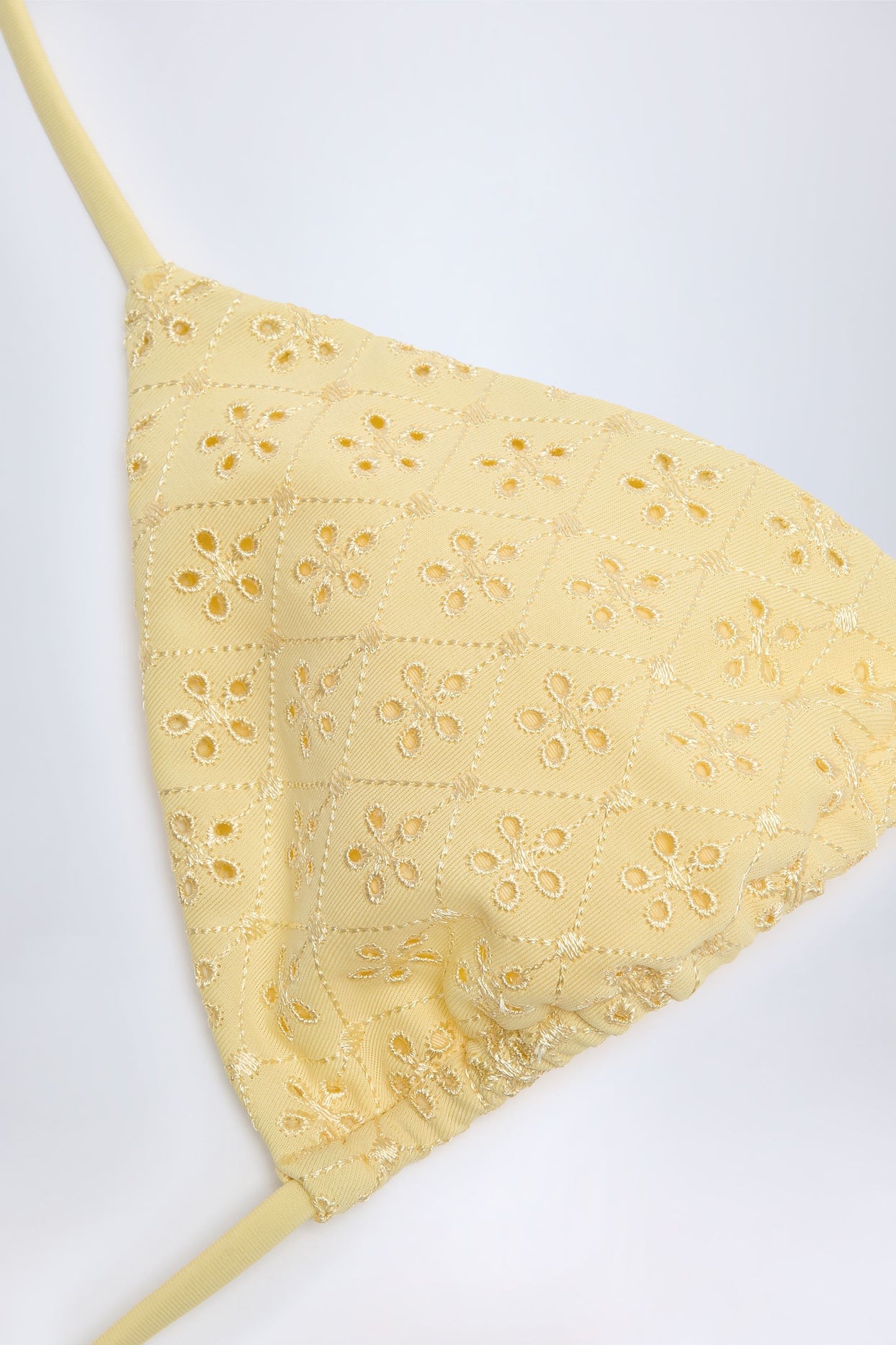 Broderie Anglaise Triangle Bikini Top in Lemon Yellow - 4