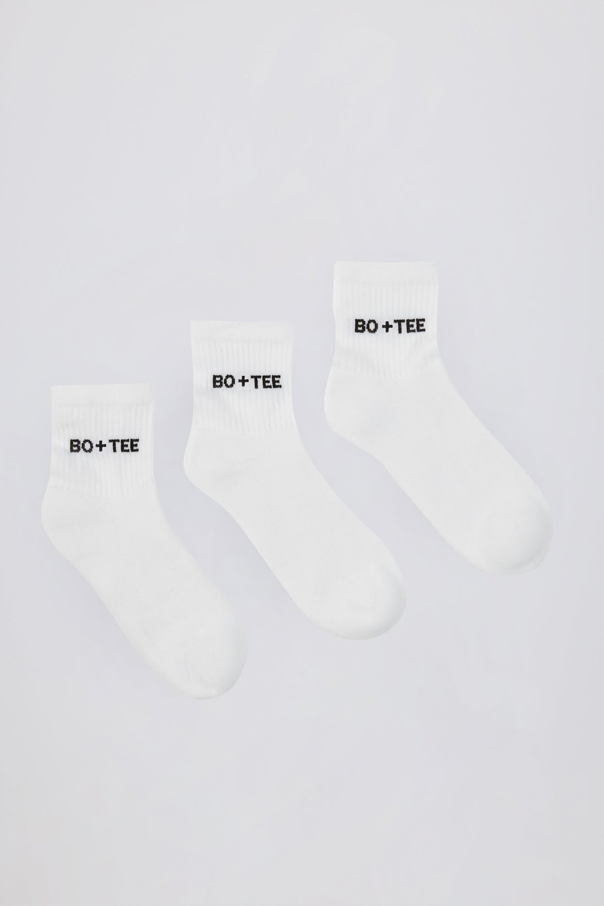 Ribbed Crew Sock Bundle in White - 1