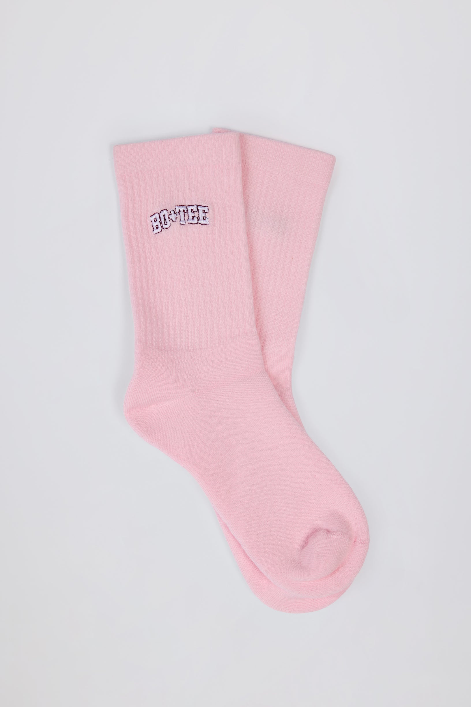 Ribbed Half-Crew Socks in Powder Pink - 1