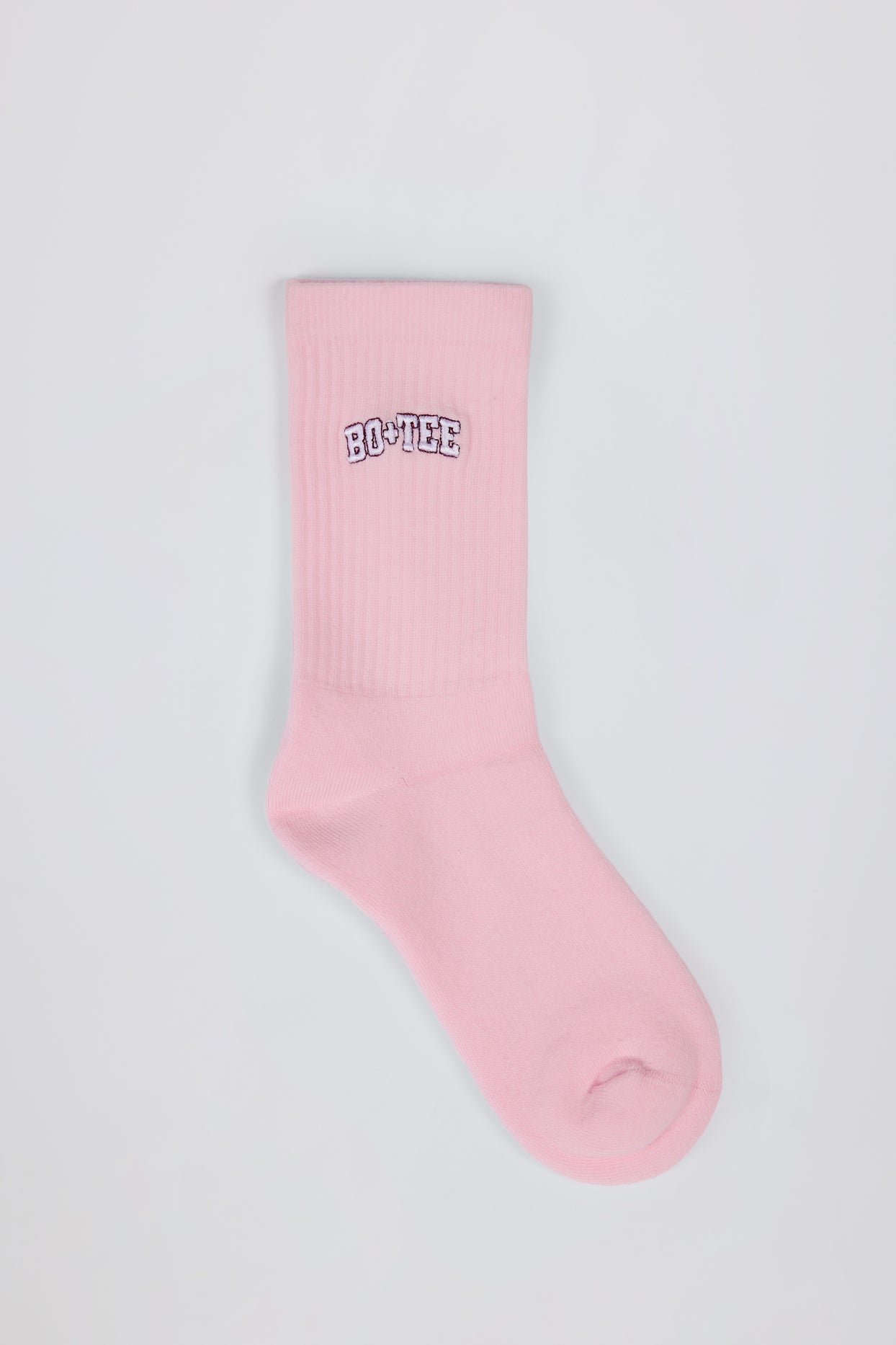 Ribbed Half-Crew Socks in Powder Pink - 3