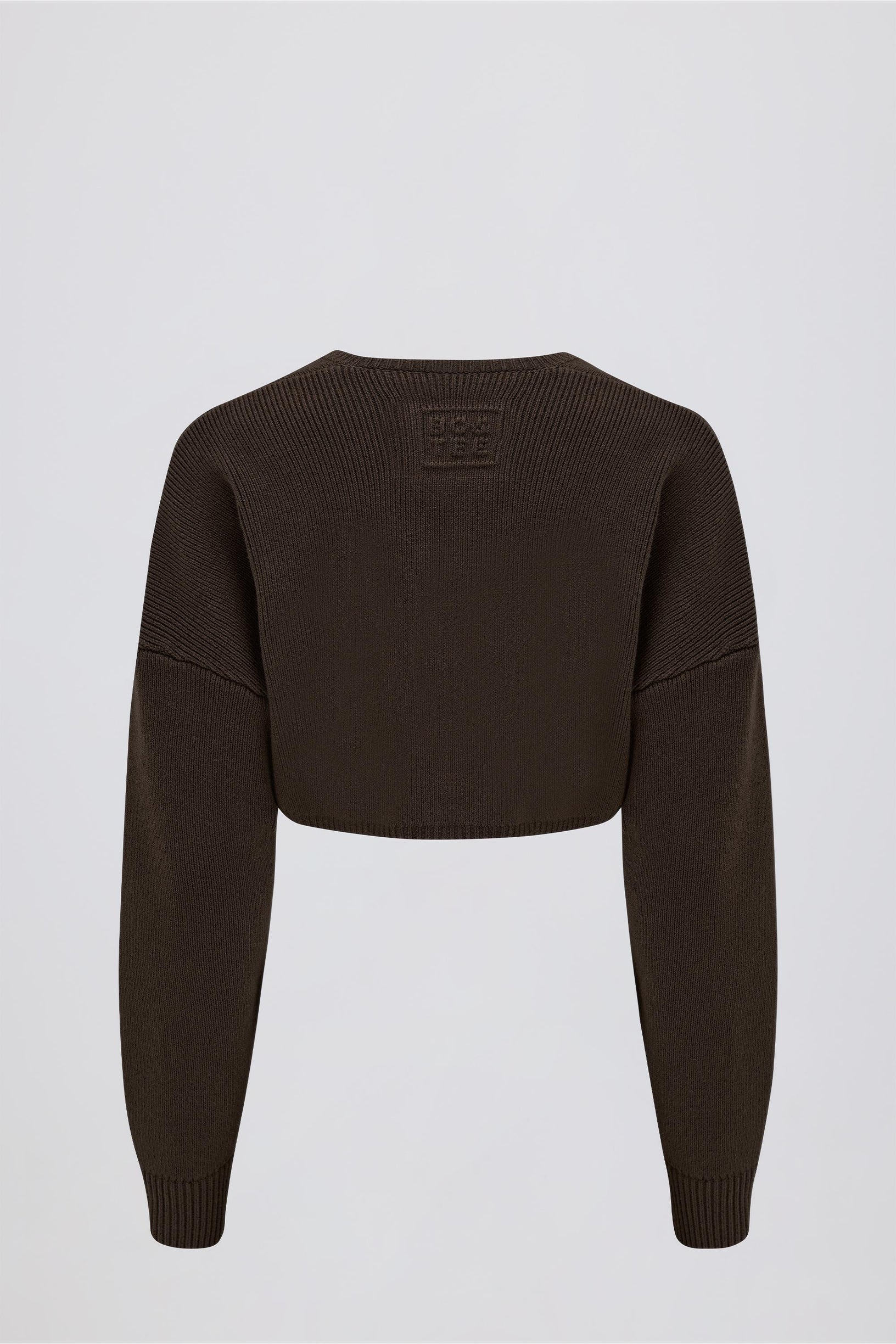 Ribbed-Knit Cropped Shrug in Pecan - 2