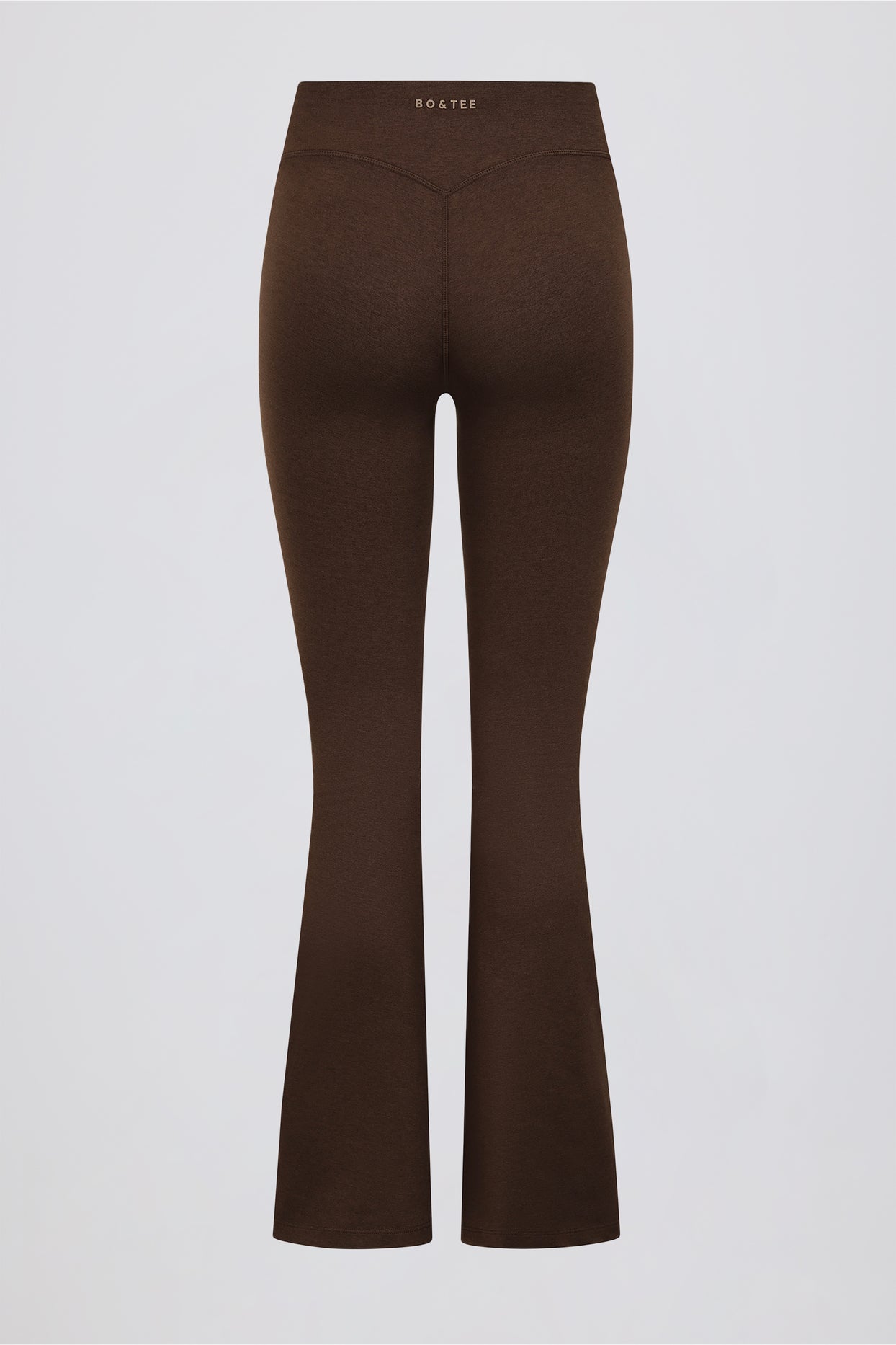 Brushed Jersey Ruched Flared Trousers in Pecan Marl - 6