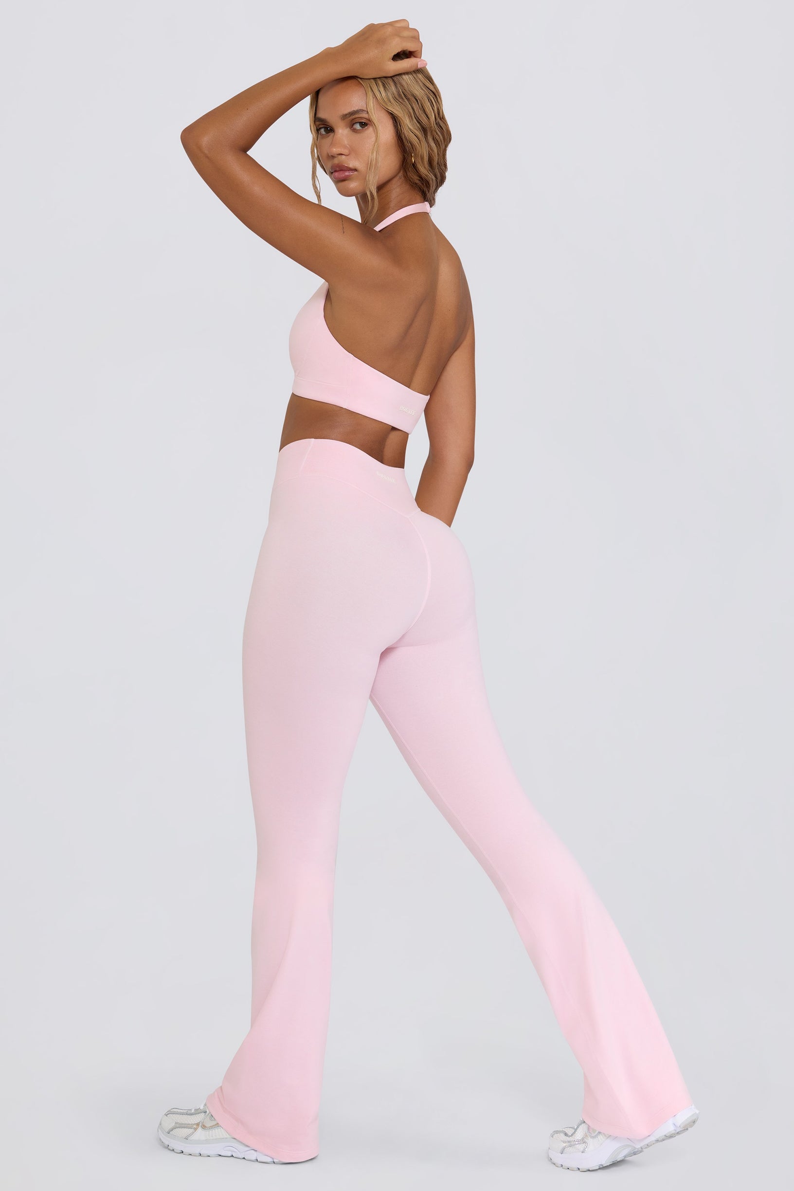 Brushed Jersey Ruched Flared Trousers in Bloom - 1