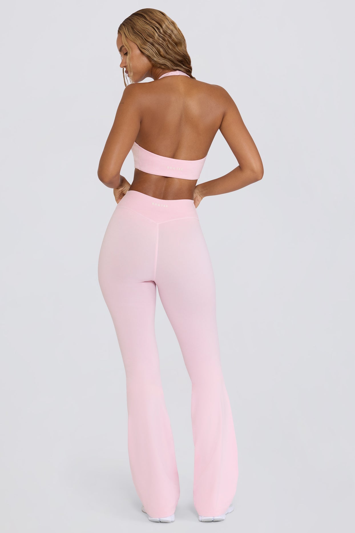 Brushed Jersey Ruched Flared Trousers in Bloom - 4