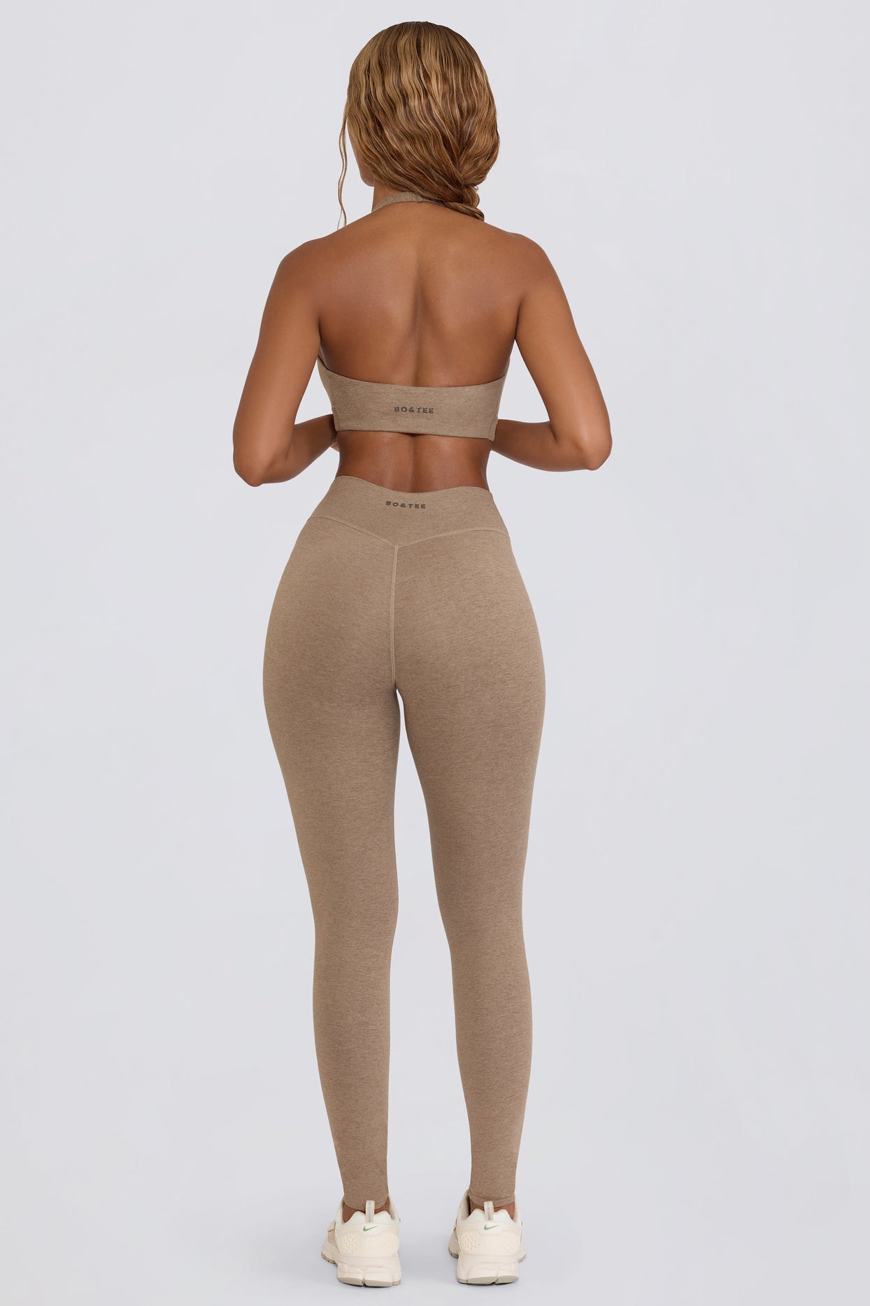 Brushed Jersey Ruched Mid-Rise Leggings in Mocha Marl - 3