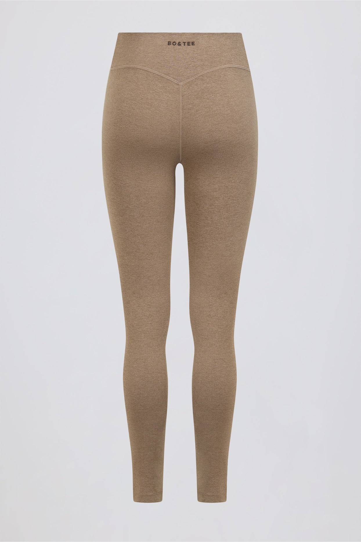 Brushed Jersey Ruched Mid-Rise Leggings in Mocha Marl - 6