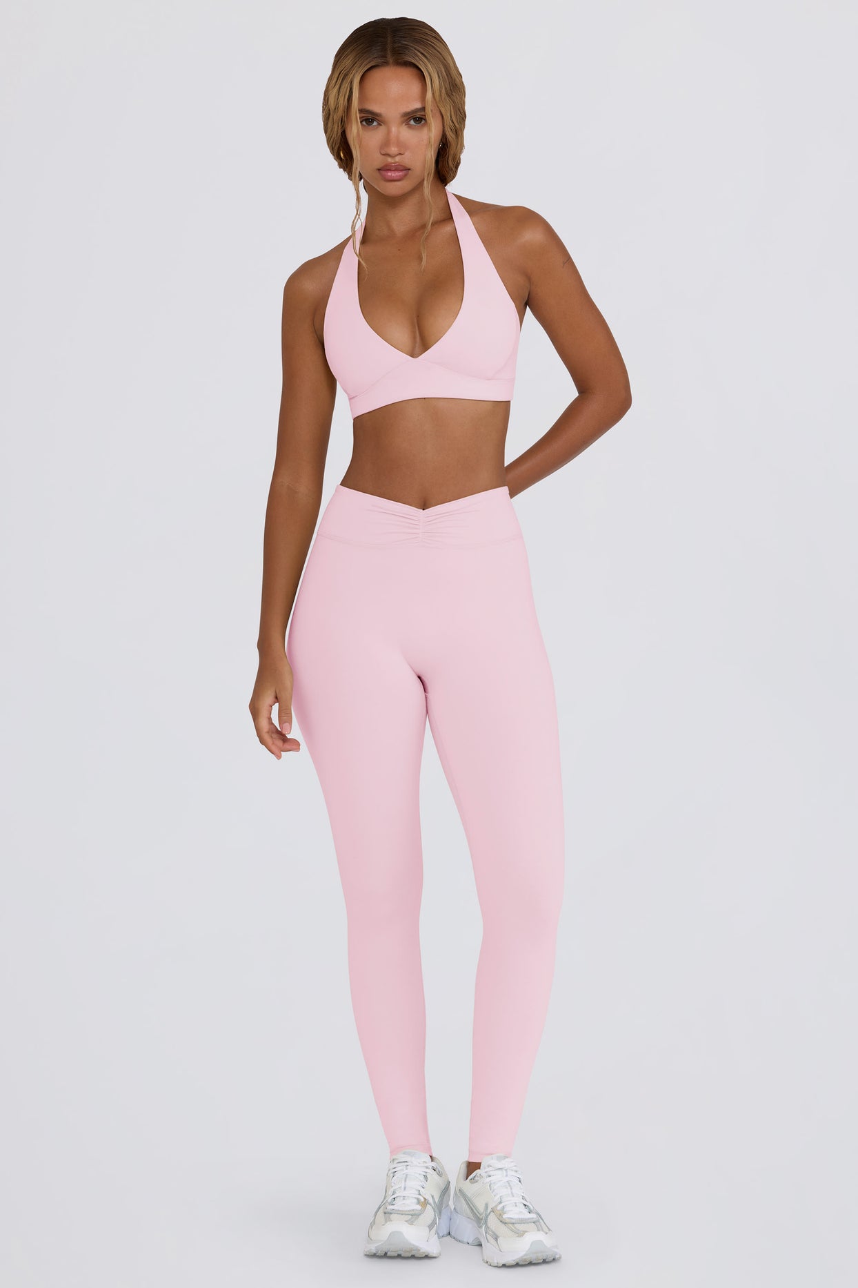 Brushed Jersey Ruched Mid-Rise Leggings in Bloom - 2