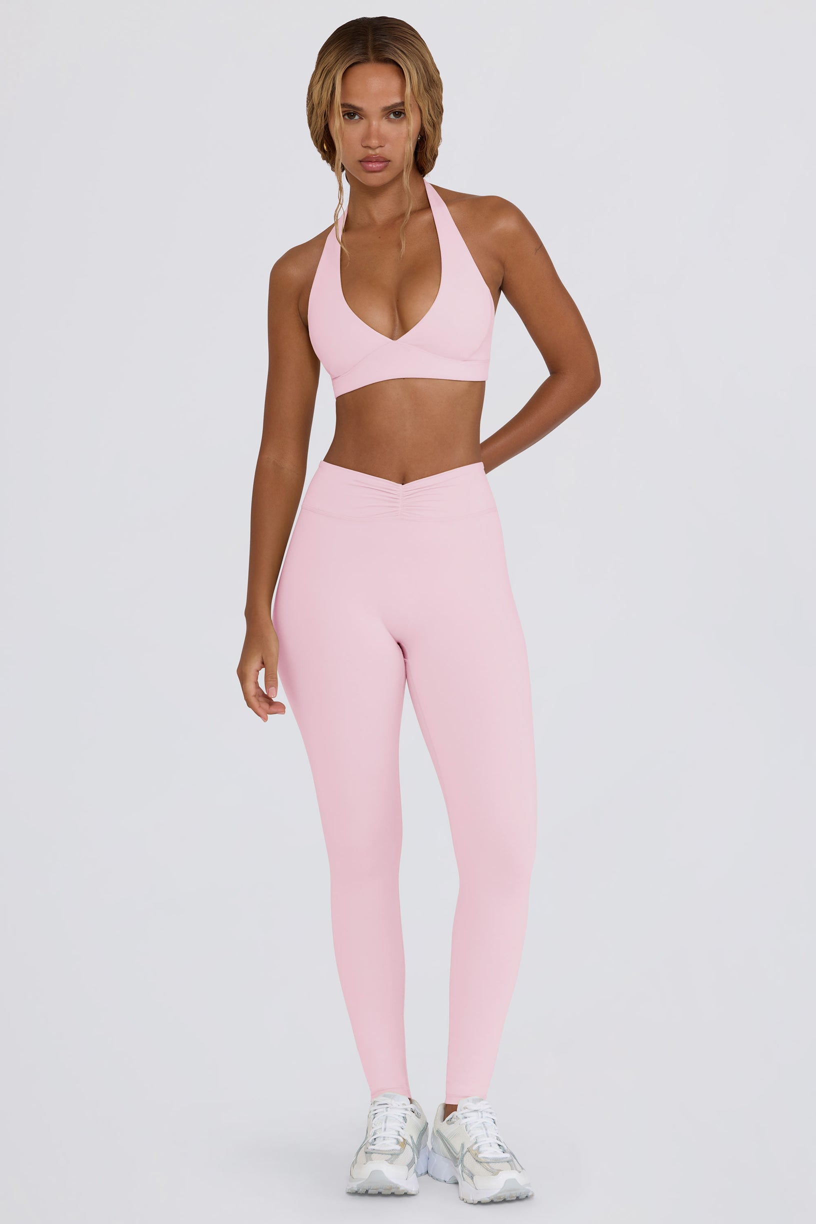 Brushed Jersey Ruched Mid-Rise Leggings in Bloom - 2