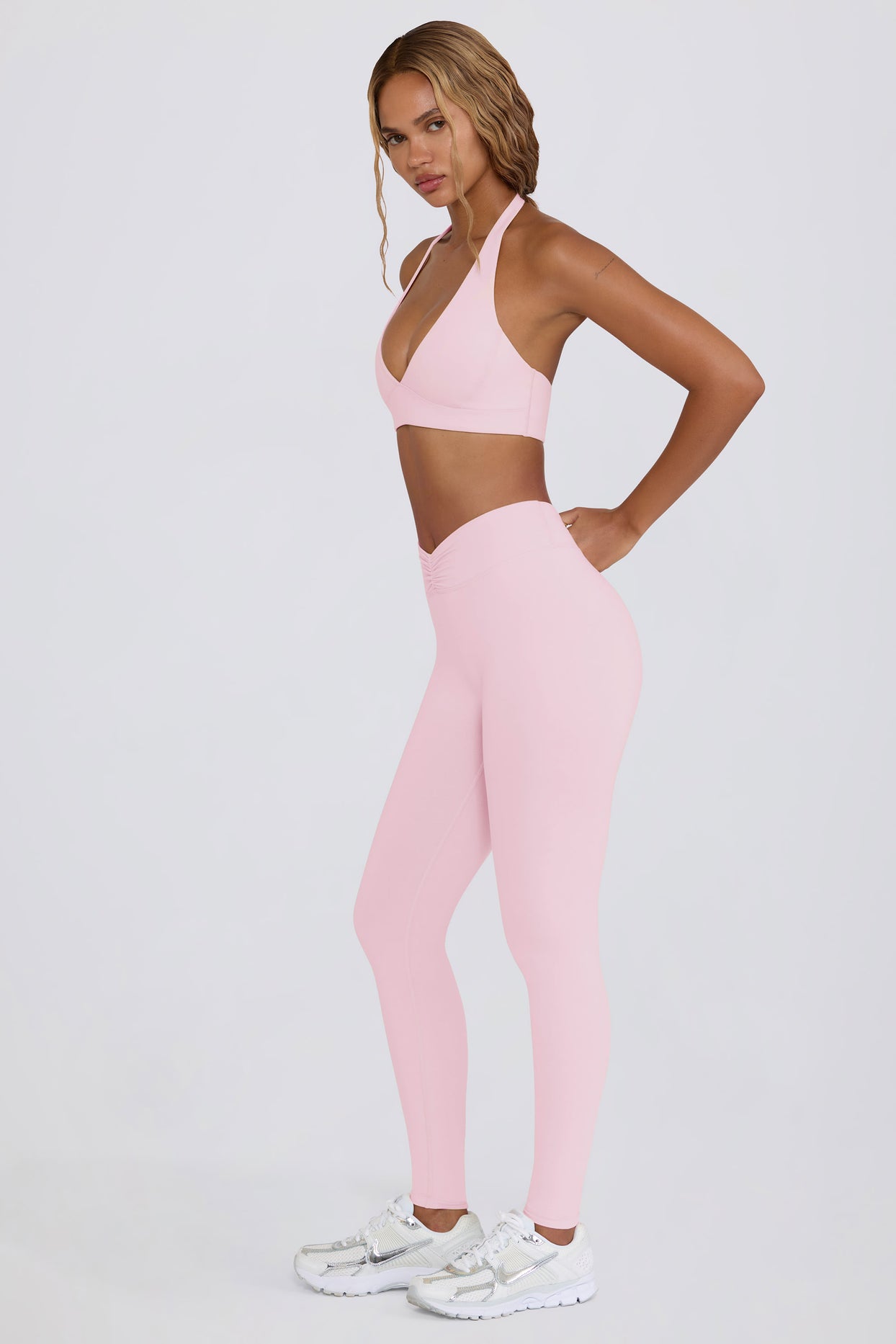 Brushed Jersey Ruched Mid-Rise Leggings in Bloom - 3