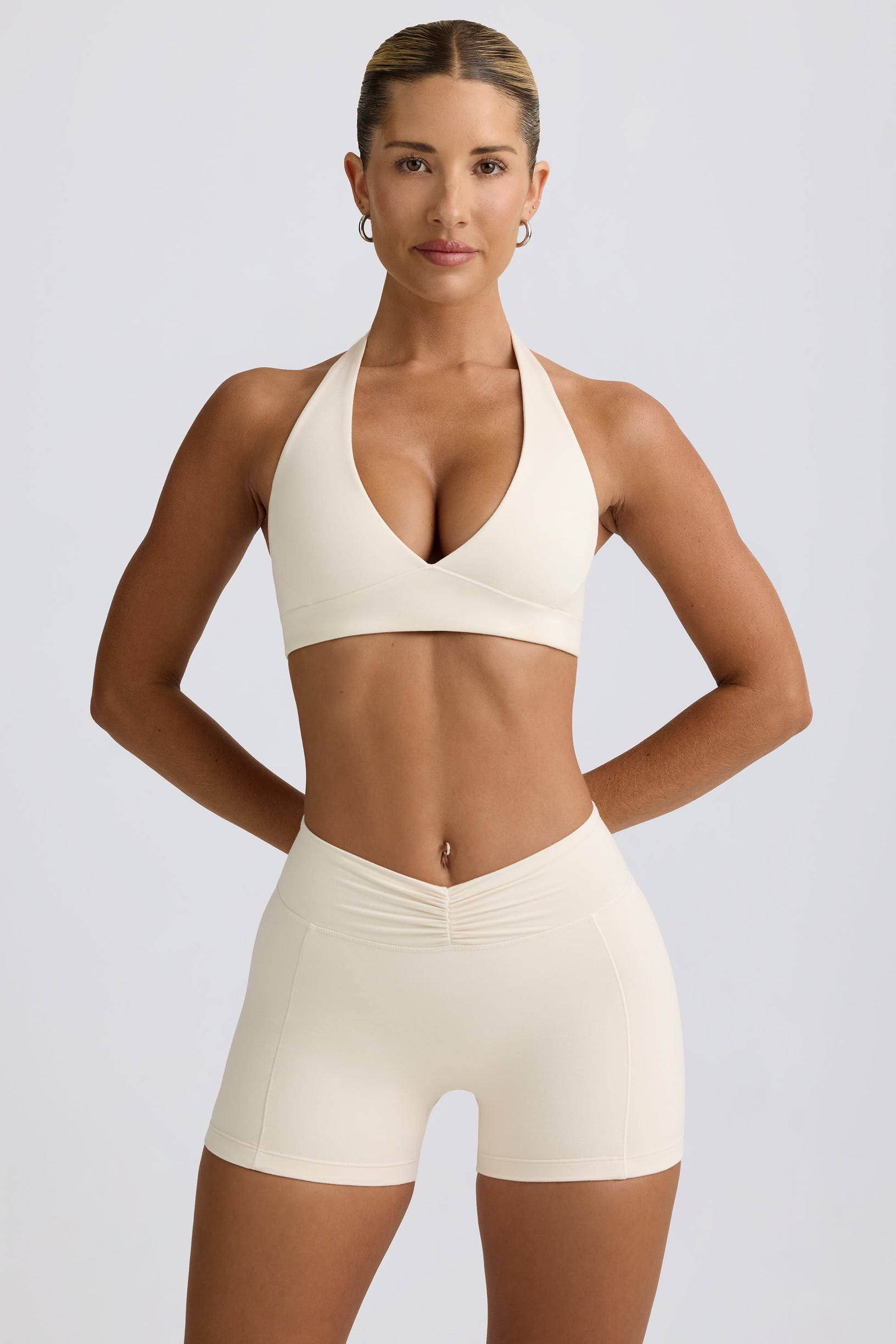 Ruched Mini Shorts in Vanilla - 2