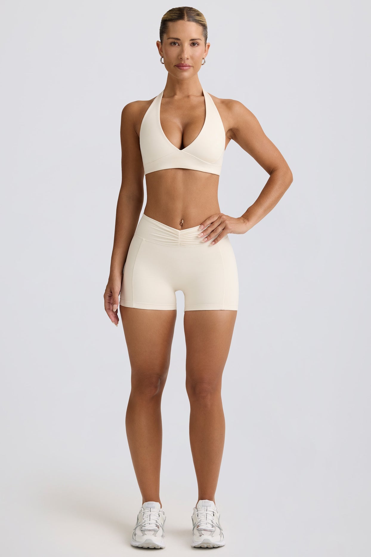 Ruched Mini Shorts in Vanilla - 5