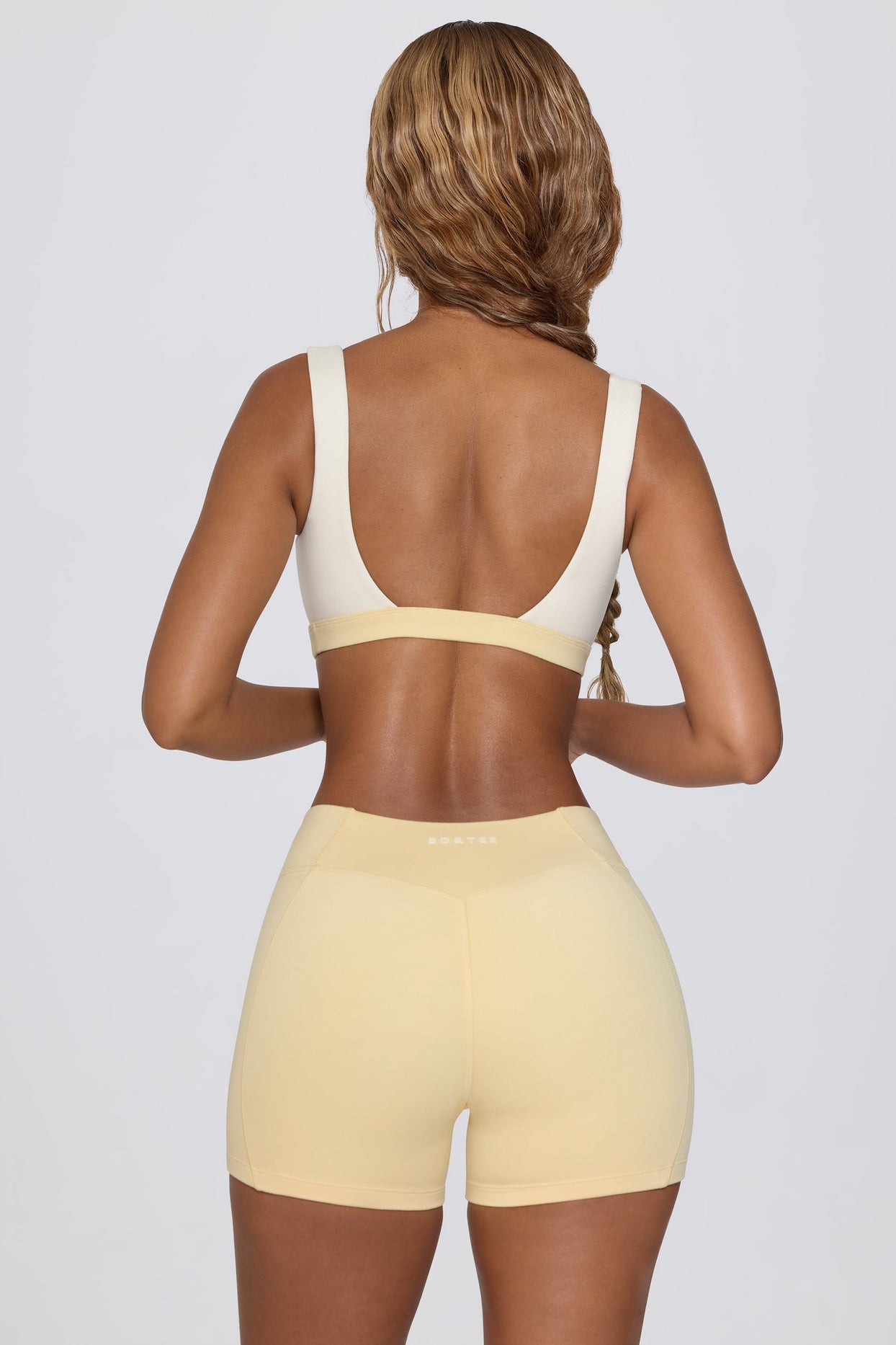 Ruched Mini Shorts in Lemon Marl - 3