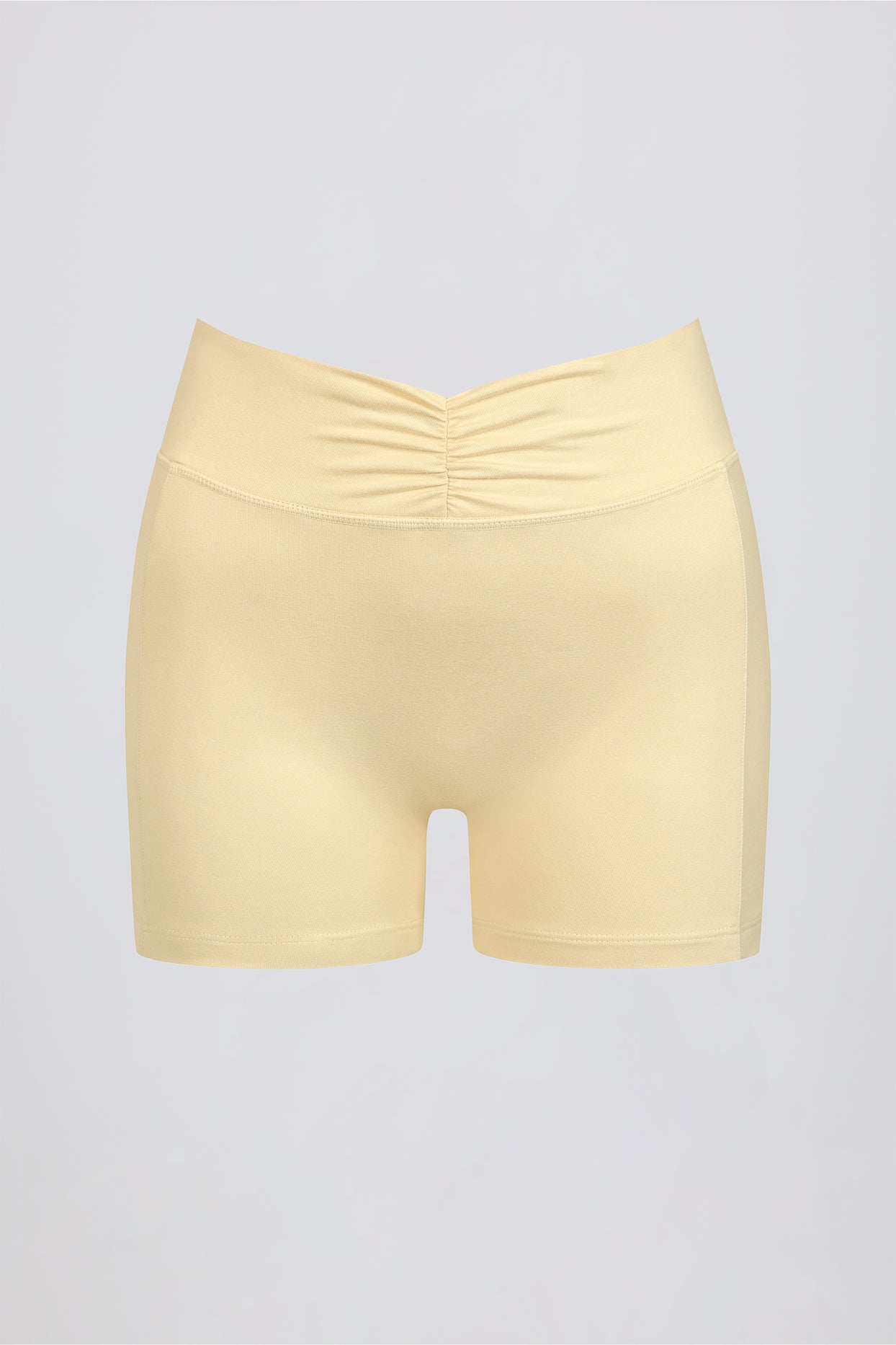 Ruched Mini Shorts in Lemon Marl - 5