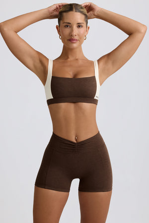 Ruched Mini Shorts in Pecan Marl