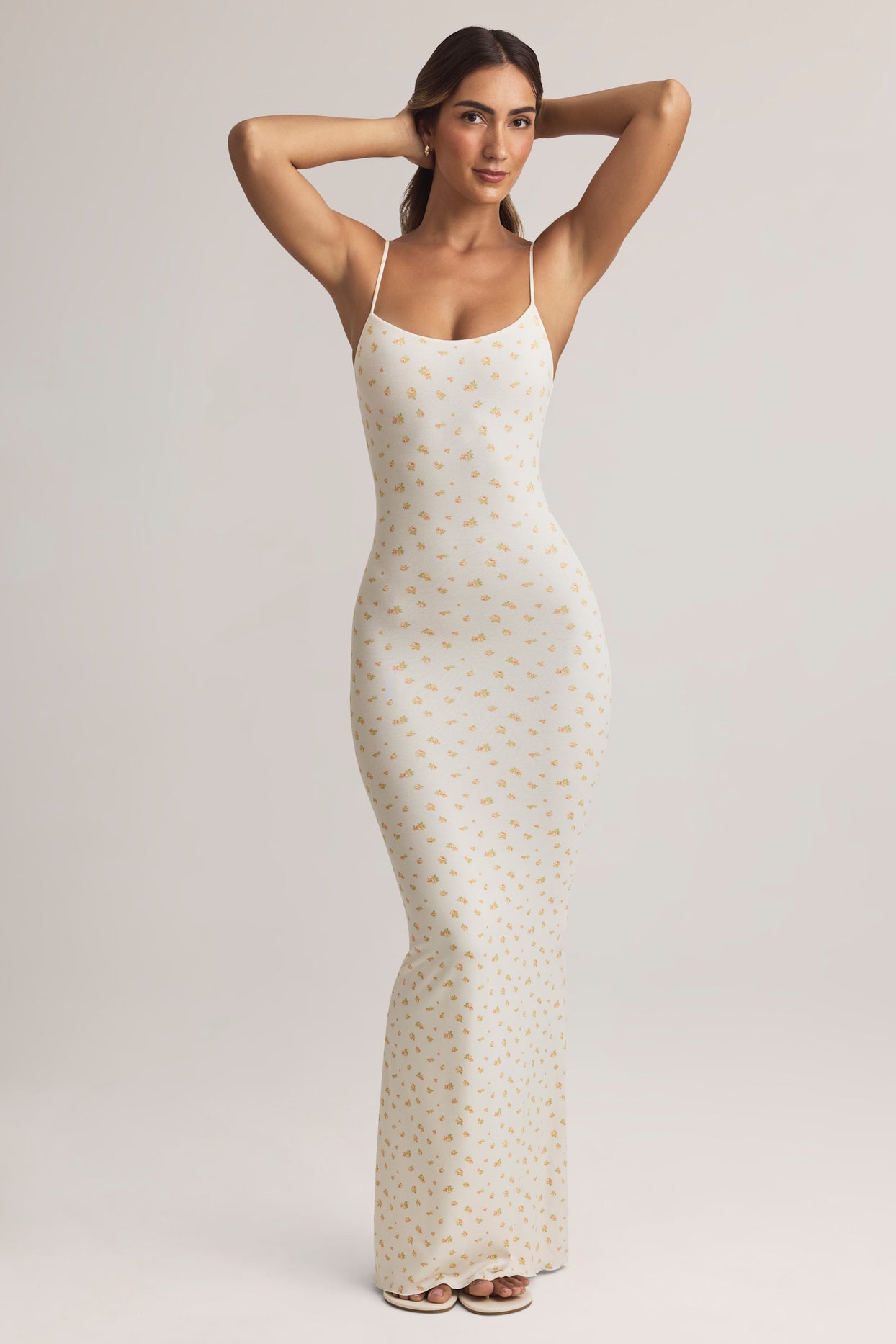 Modal Scoop-Neck Strappy Maxi Dress in Floral Print - 1