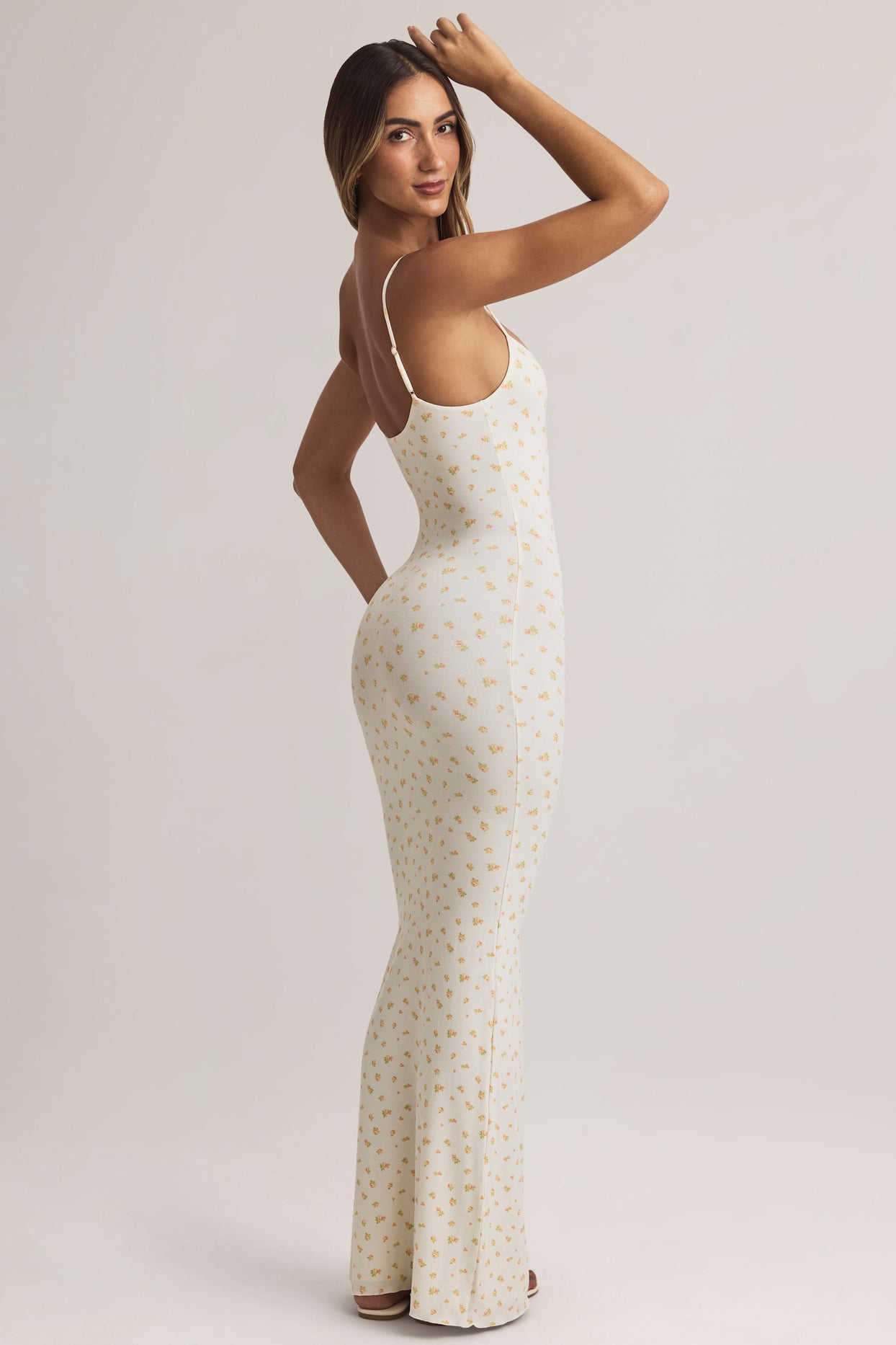 Modal Scoop-Neck Strappy Maxi Dress in Floral Print - 2