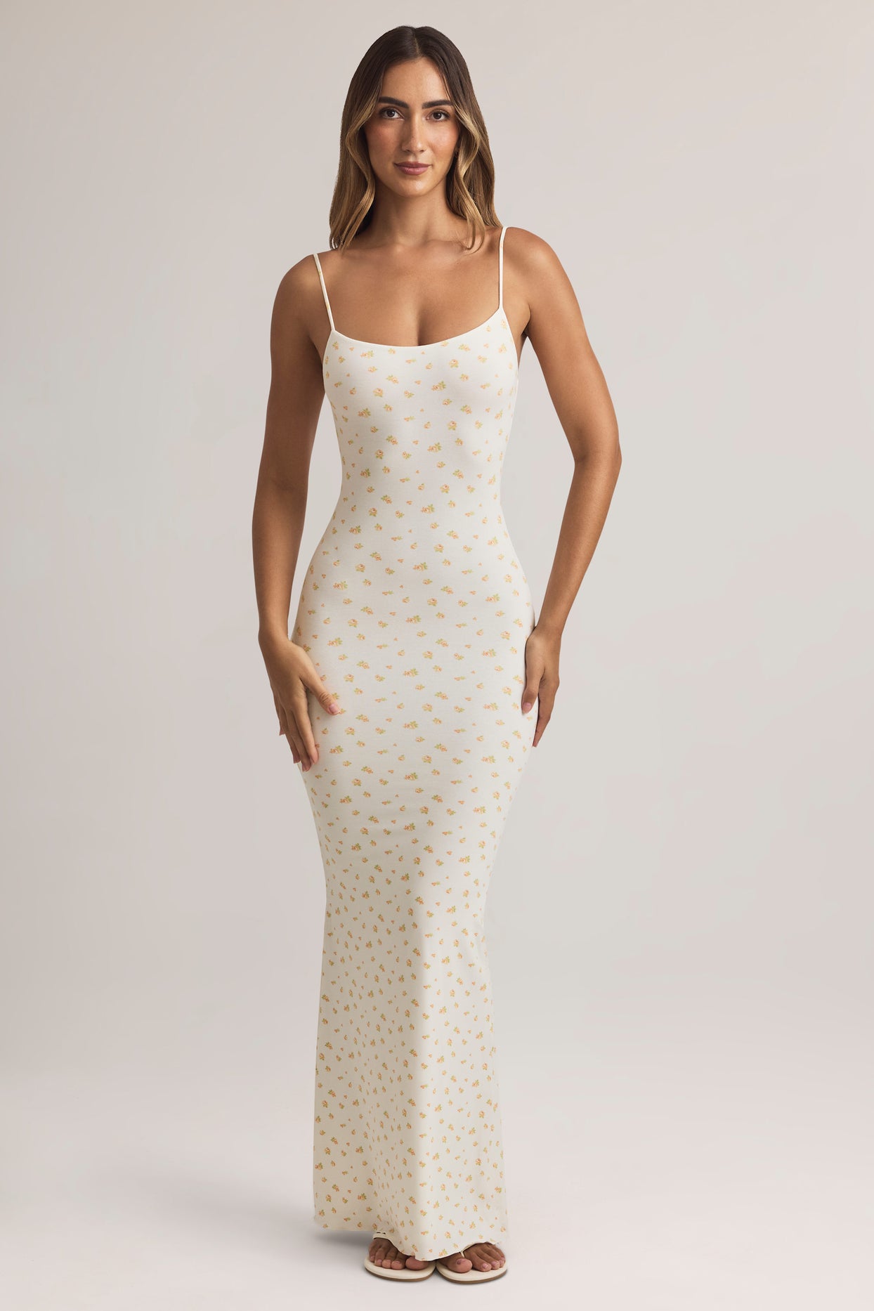 Modal Scoop-Neck Strappy Maxi Dress in Floral Print - 6