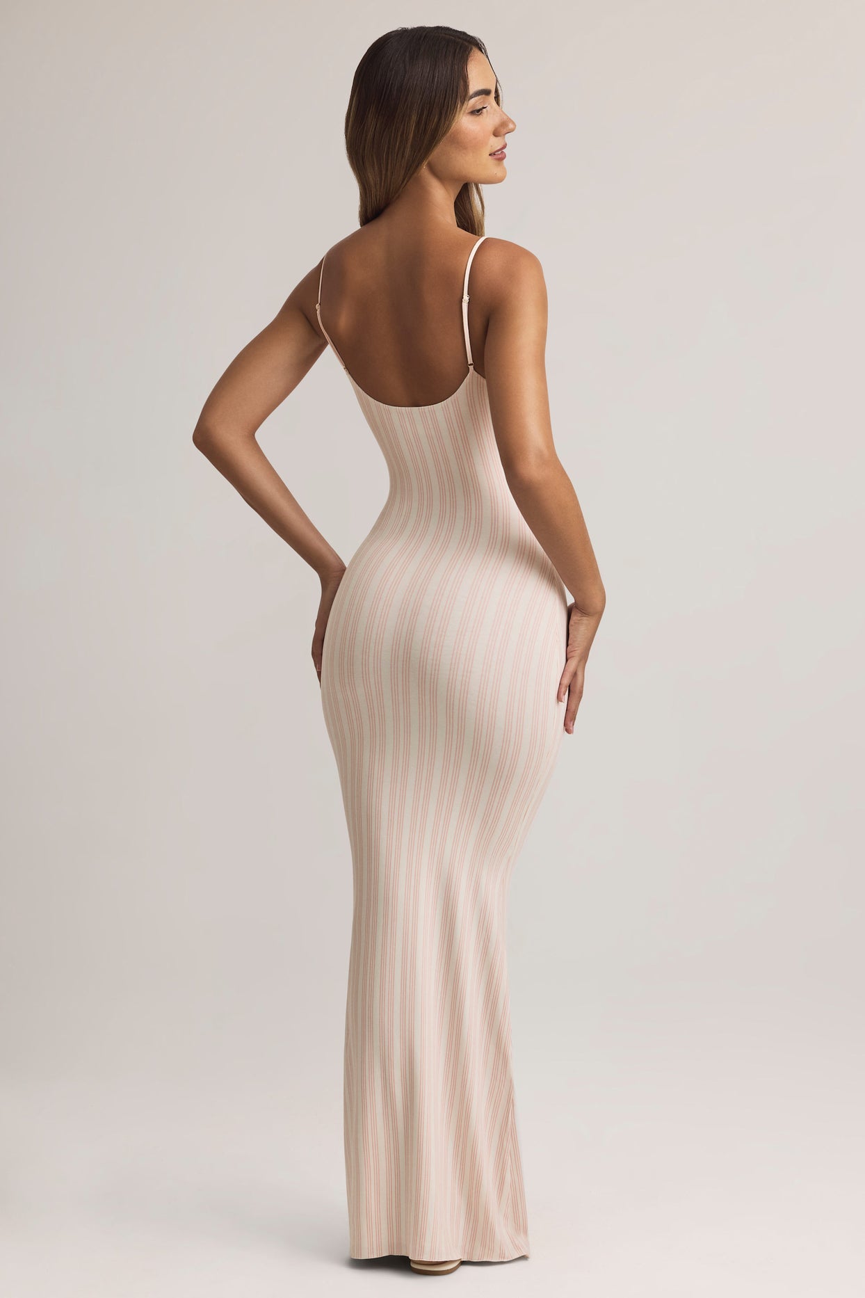 Modal Scoop-Neck Strappy Maxi Dress in Stripe Print - 2