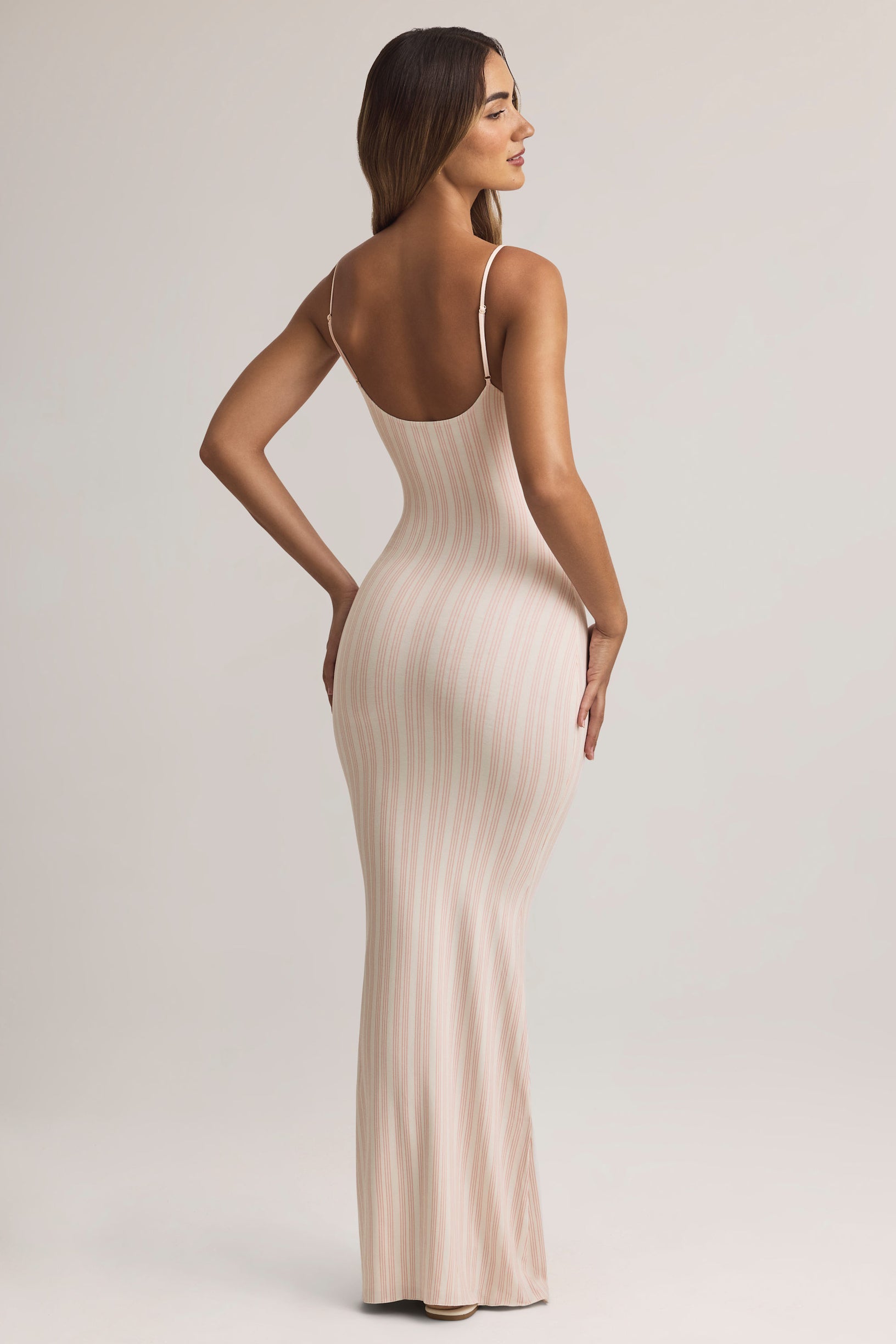Modal Scoop-Neck Strappy Maxi Dress in Stripe Print - 2