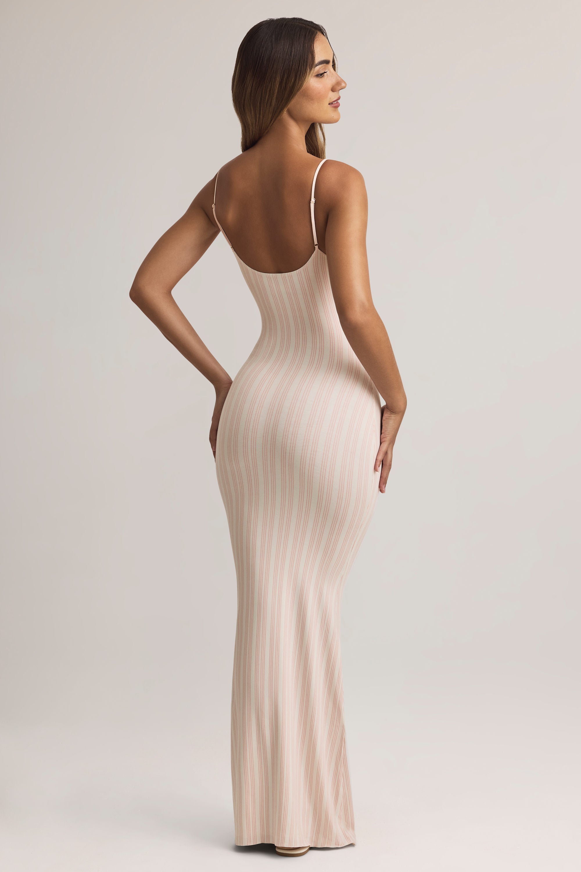 Modal Scoop-Neck Strappy Maxi Dress in Stripe Print - 2