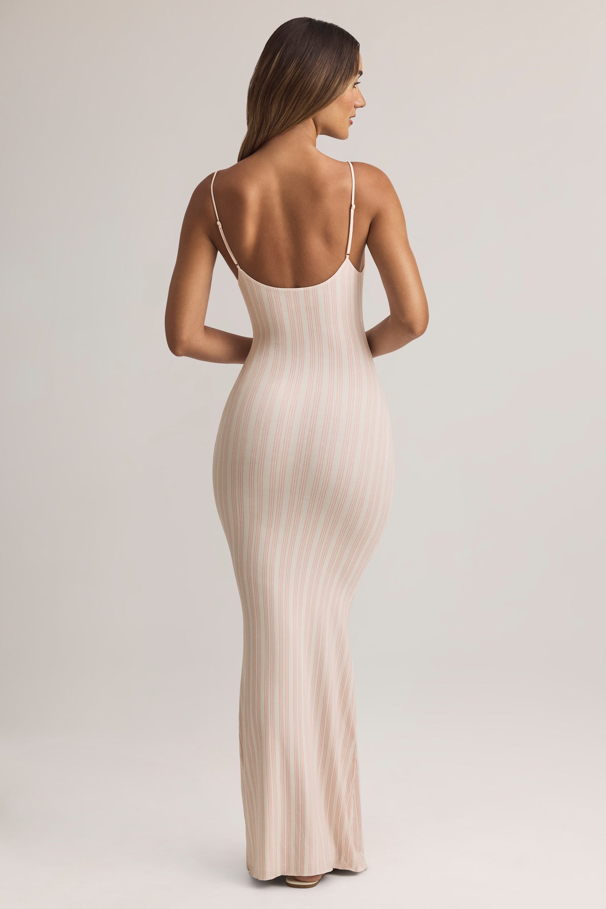 Modal Scoop-Neck Strappy Maxi Dress in Stripe Print - 5