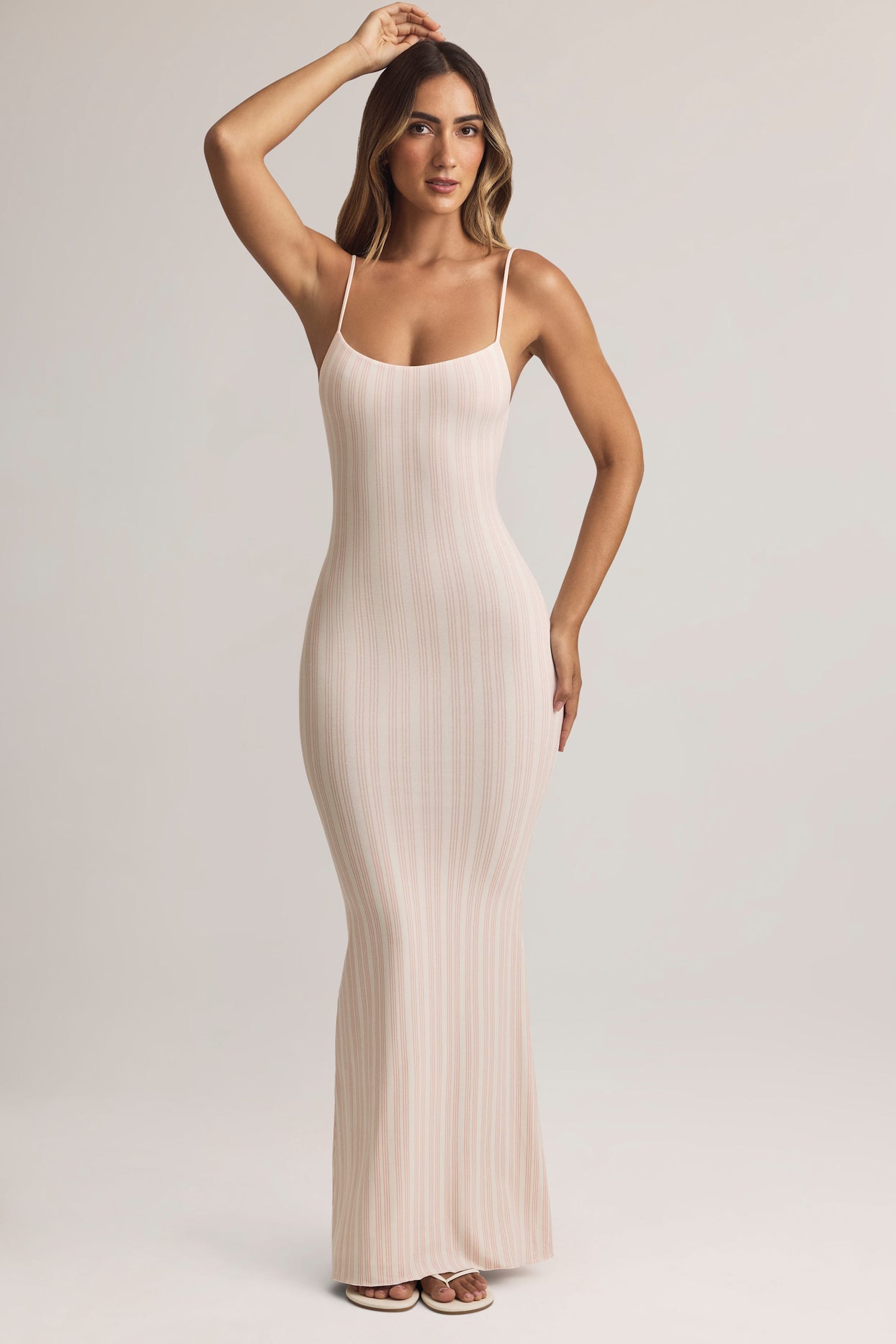 Modal Scoop-Neck Strappy Maxi Dress in Stripe Print - 6