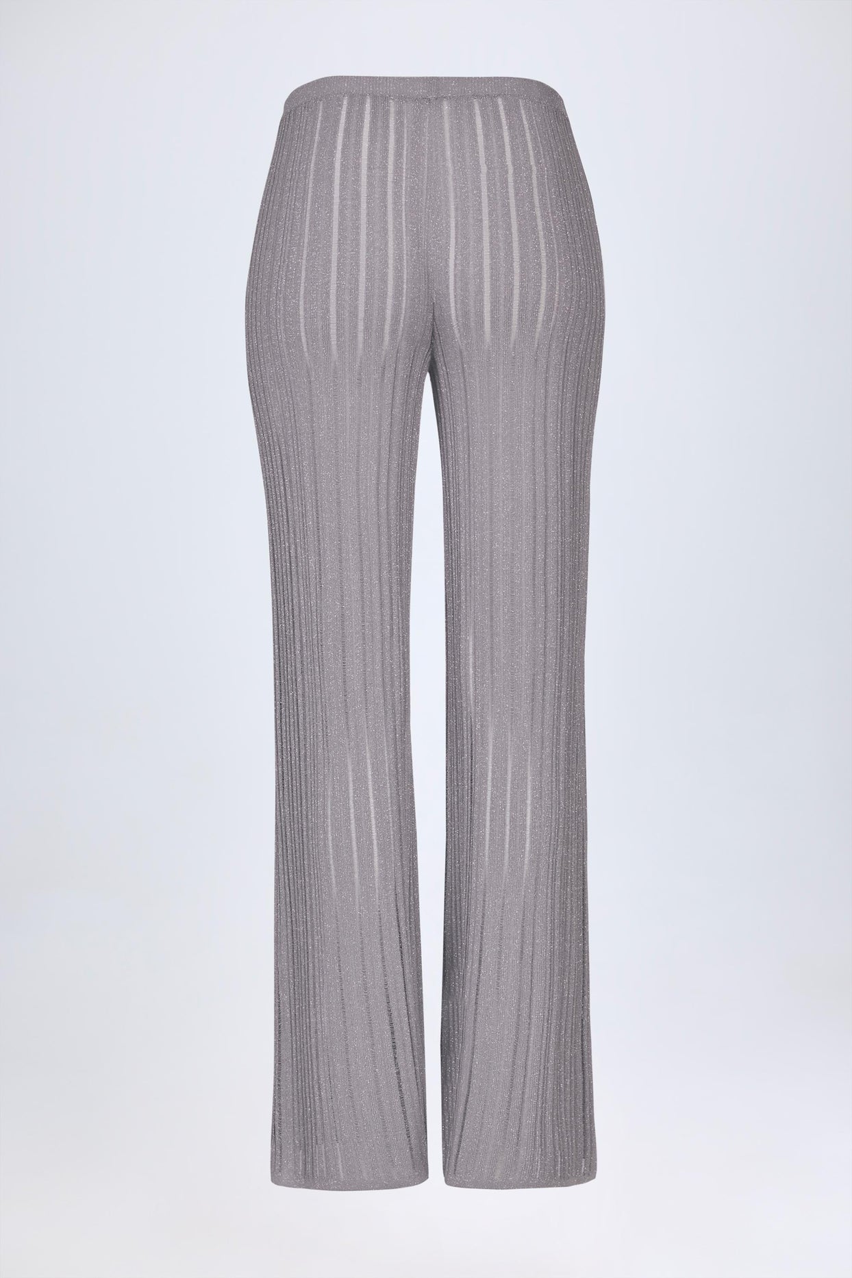 Mid-Rise Flared Trousers in Silver - 4