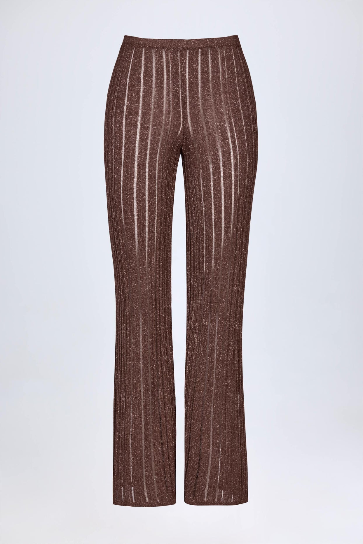 Mid-Rise Flared Trousers in Bronze - 3