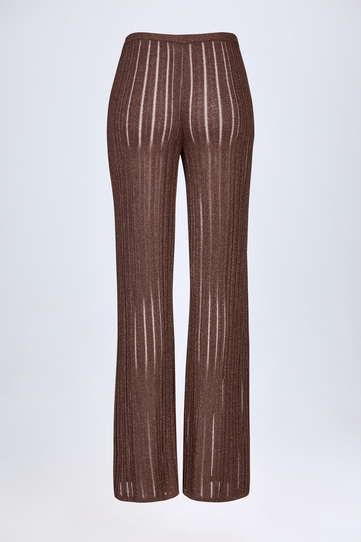 Mid-Rise Flared Trousers in Bronze - 4