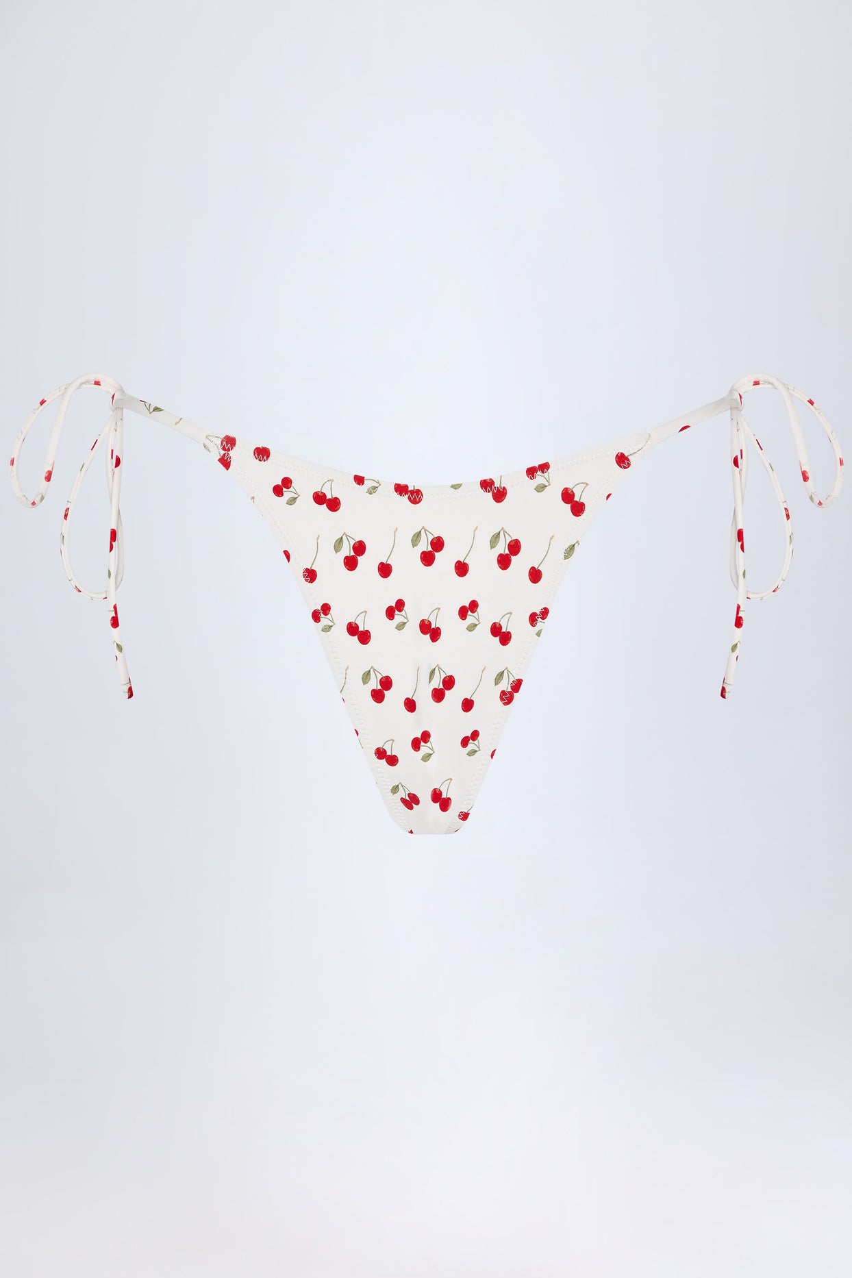 Side-Tie Cheeky Bikini Bottoms in Cherry Print - 4