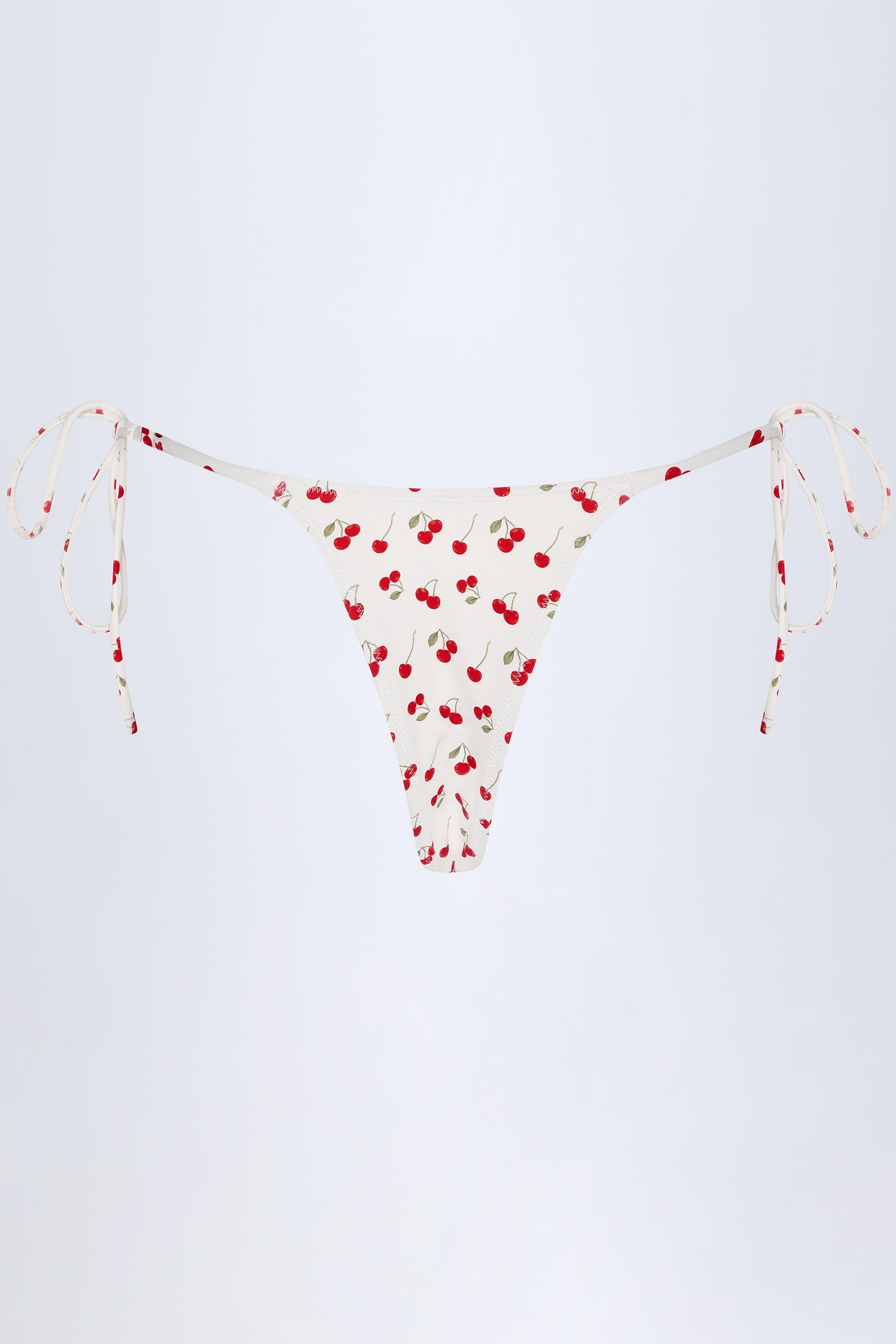 Side-Tie Cheeky Bikini Bottoms in Cherry Print - 5