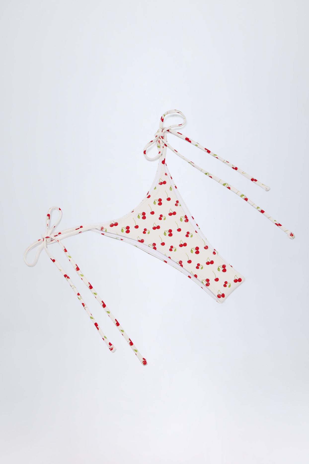Side-Tie Cheeky Bikini Bottoms in Cherry Print - 6
