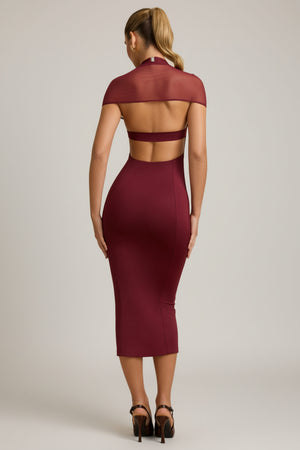 Slinky Jersey Open-Back Midaxi Dress in Wine Red