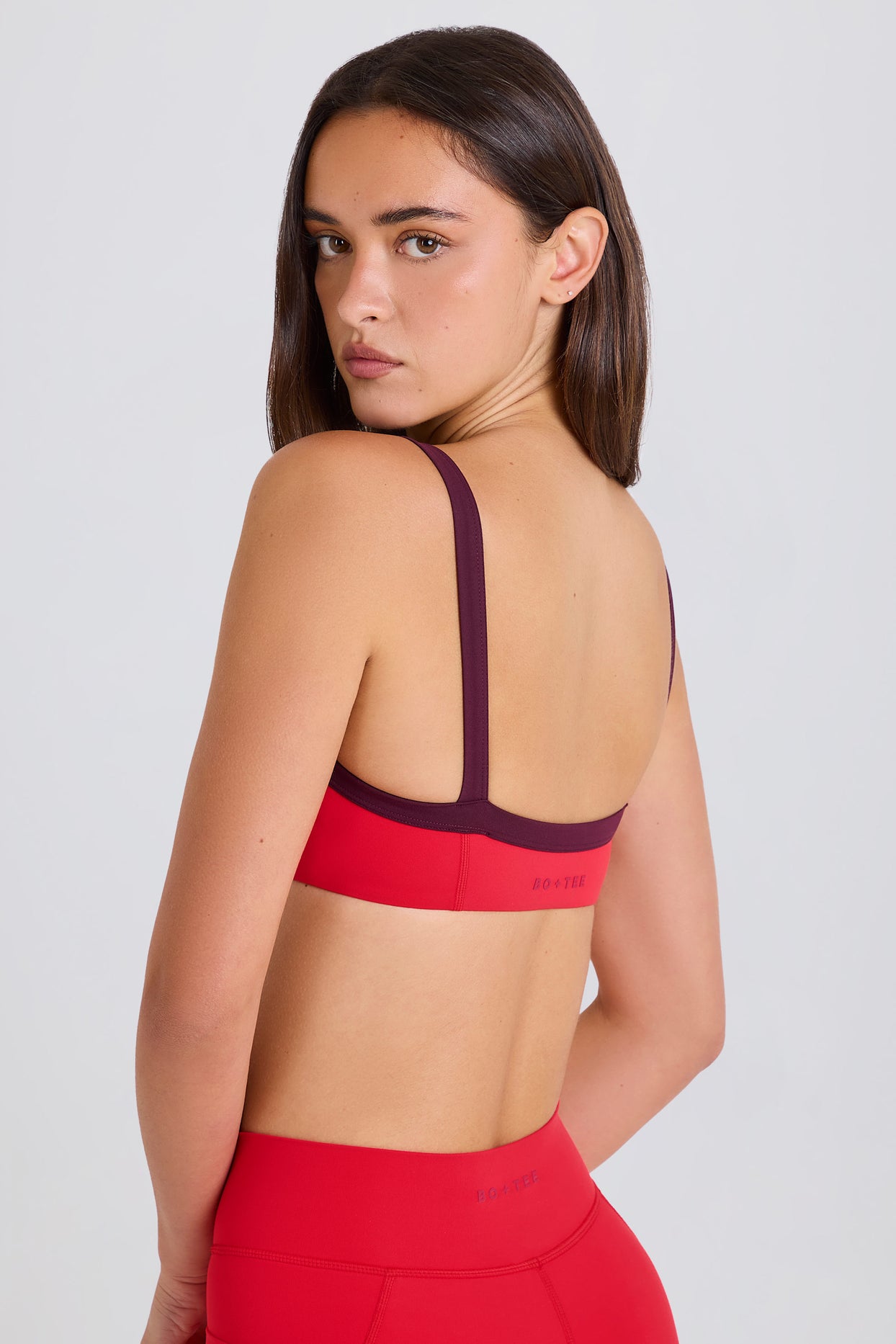 Soft Active Contrast-Trim Sports Bra in Strawberry - 2