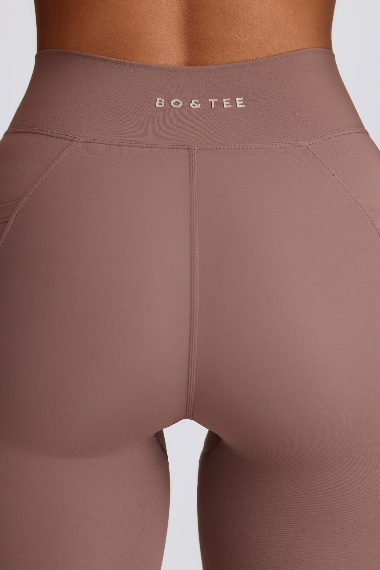 Soft Active V-Waist Pocket Flared Leggings in Mocha - 5